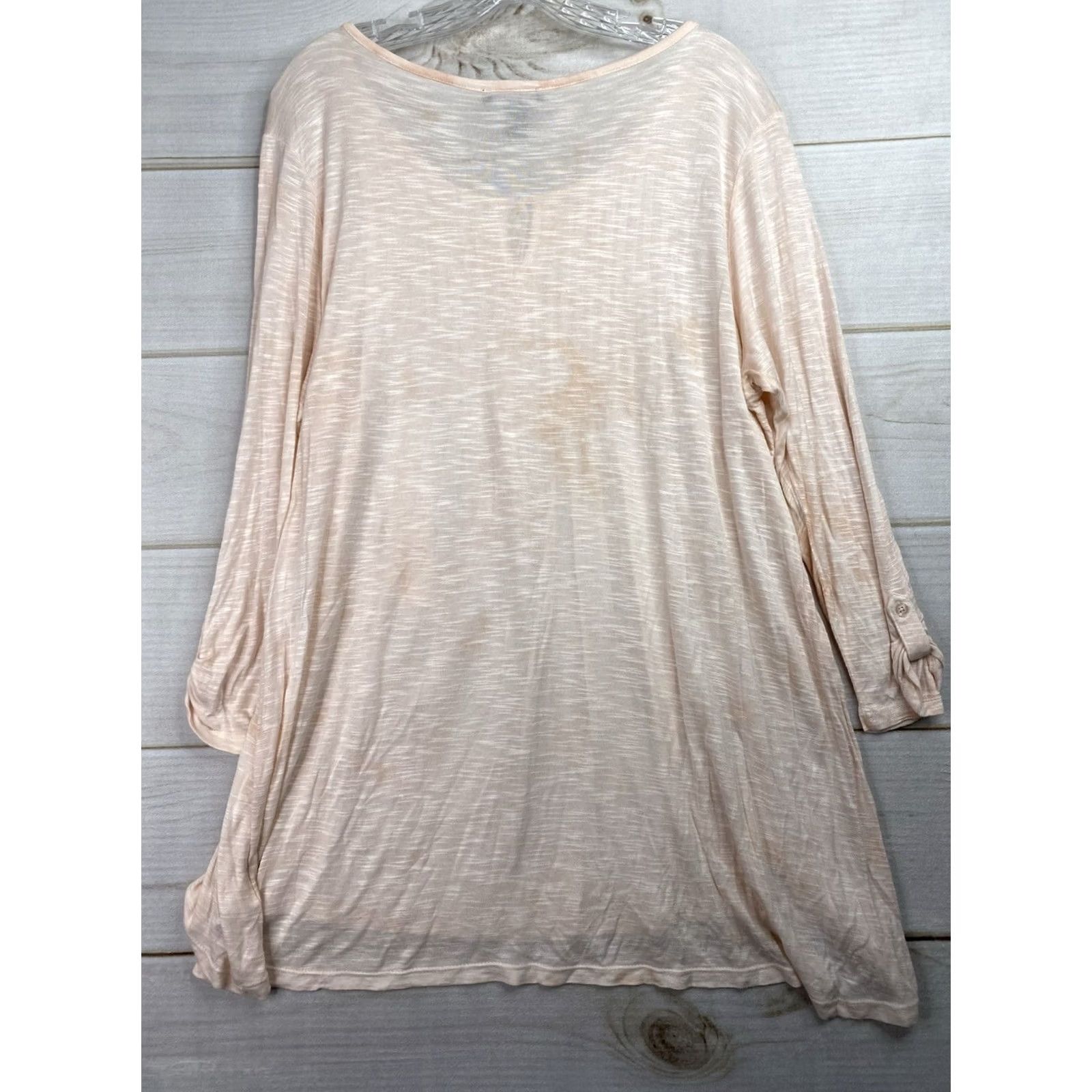 Vintage BANDOLINO Womens Top XL Peach Tie Dye Roll-Tab Sleeve Pleated Keyhole Boho NWT Shirt Size XL / US 12-14 / IT 48-50 - 8 Thumbnail