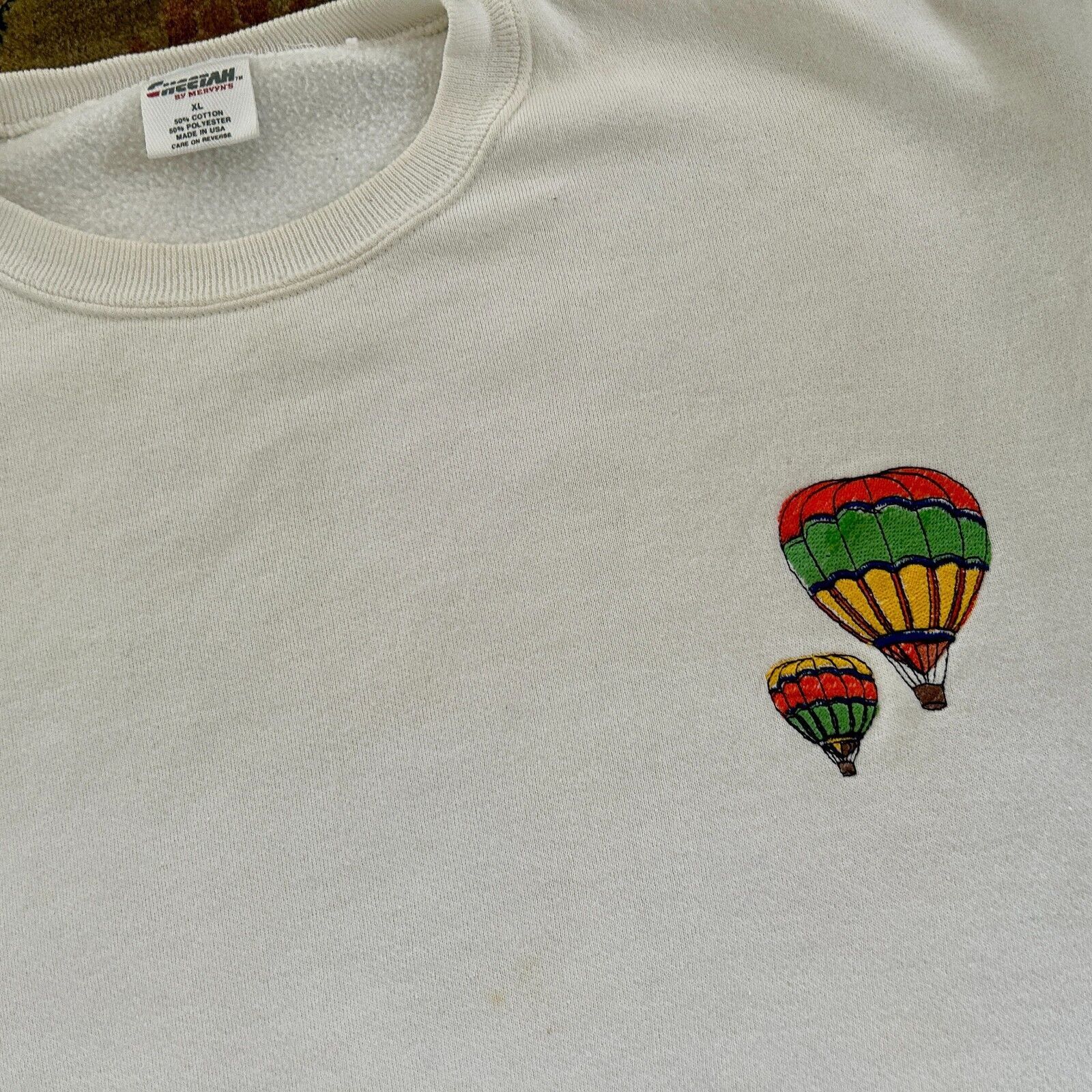 Vintage Vintage 90s Embroidered Hot Air Balloon Sweatshirt Size US XL / EU 56 / 4 - 4 Thumbnail