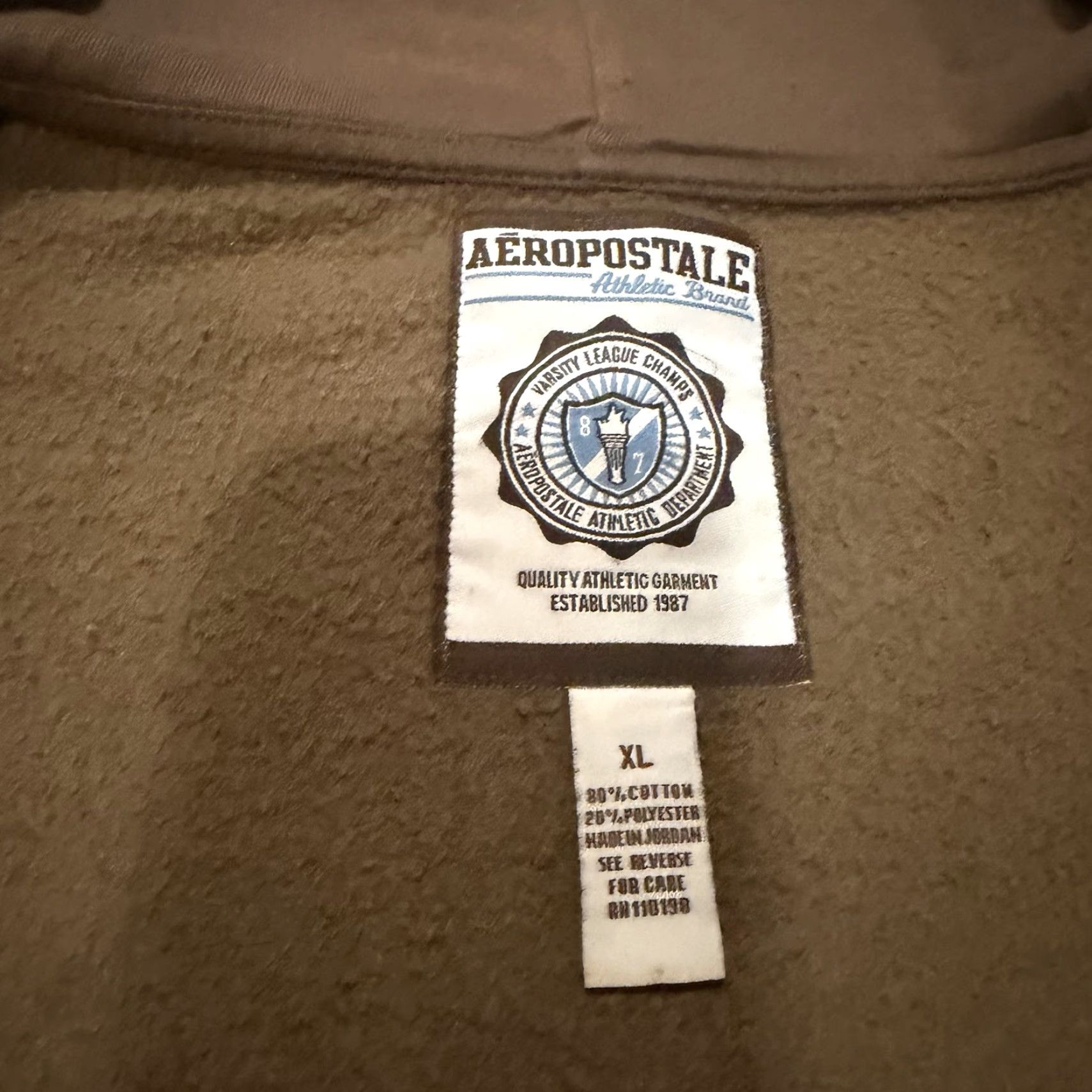 Aeropostale VINTAGE Aeropostale Full Zip Hoodie Sweatshirt Mens XL Brown Y2K Embroidered Hooded Lined Pockets Vintage Looking Applique Reg Fit Size US XL / EU 56 / 4 - 3 Thumbnail