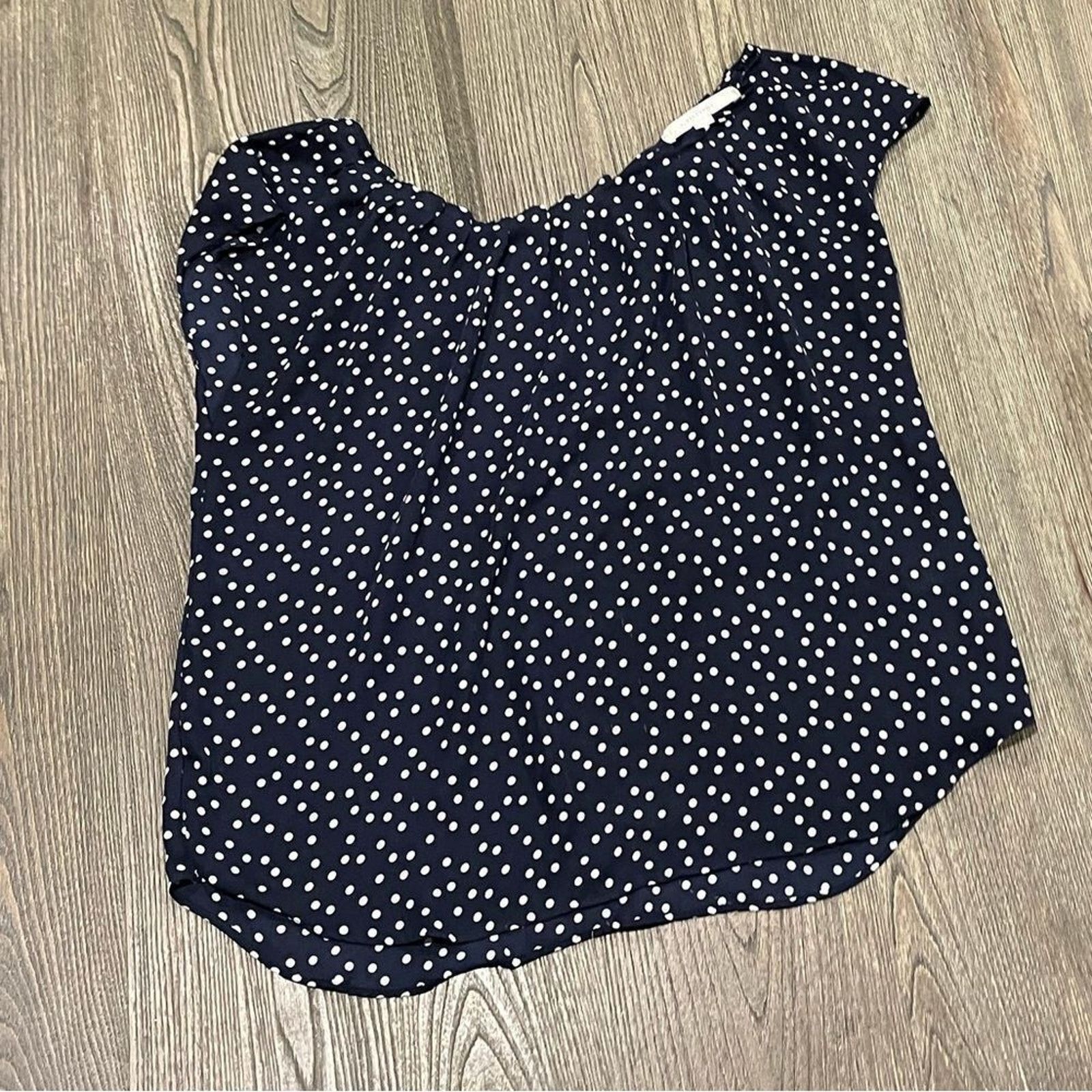 Vintage LC Lauren Conrad Blouse Cap Sleeves Polka Dots Round Neck L Size L / US 10 / IT 46 - 1 Thumbnail