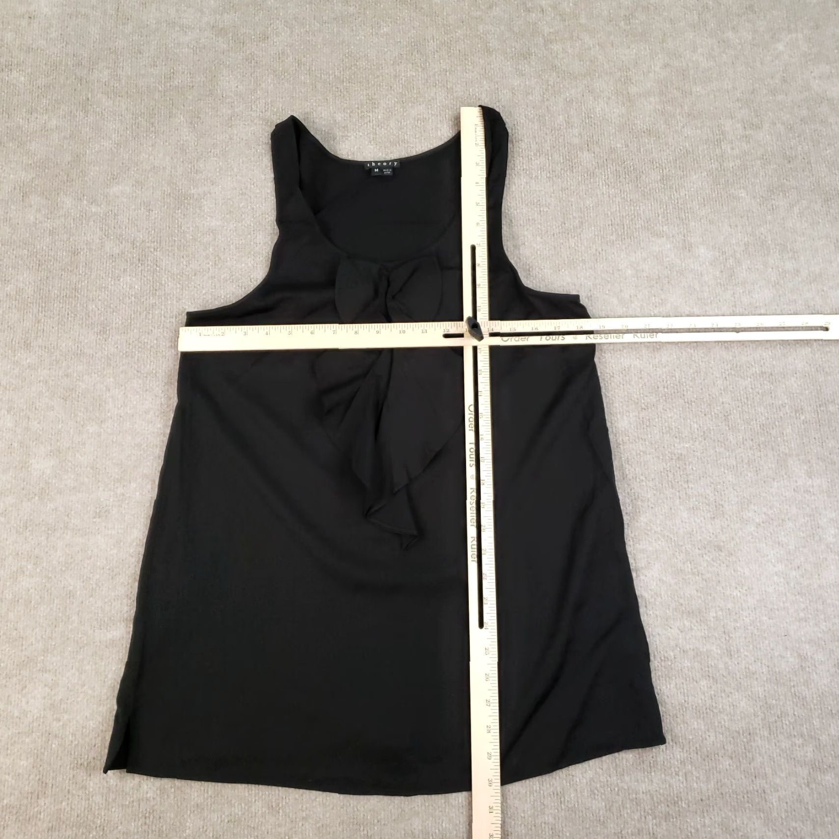 Theory Theory Tank Blouse Womens Medium Black Ruffle Front Sleeveless Top Shirt Stretch Size M / US 6-8 / IT 42-44 - 2 Thumbnail
