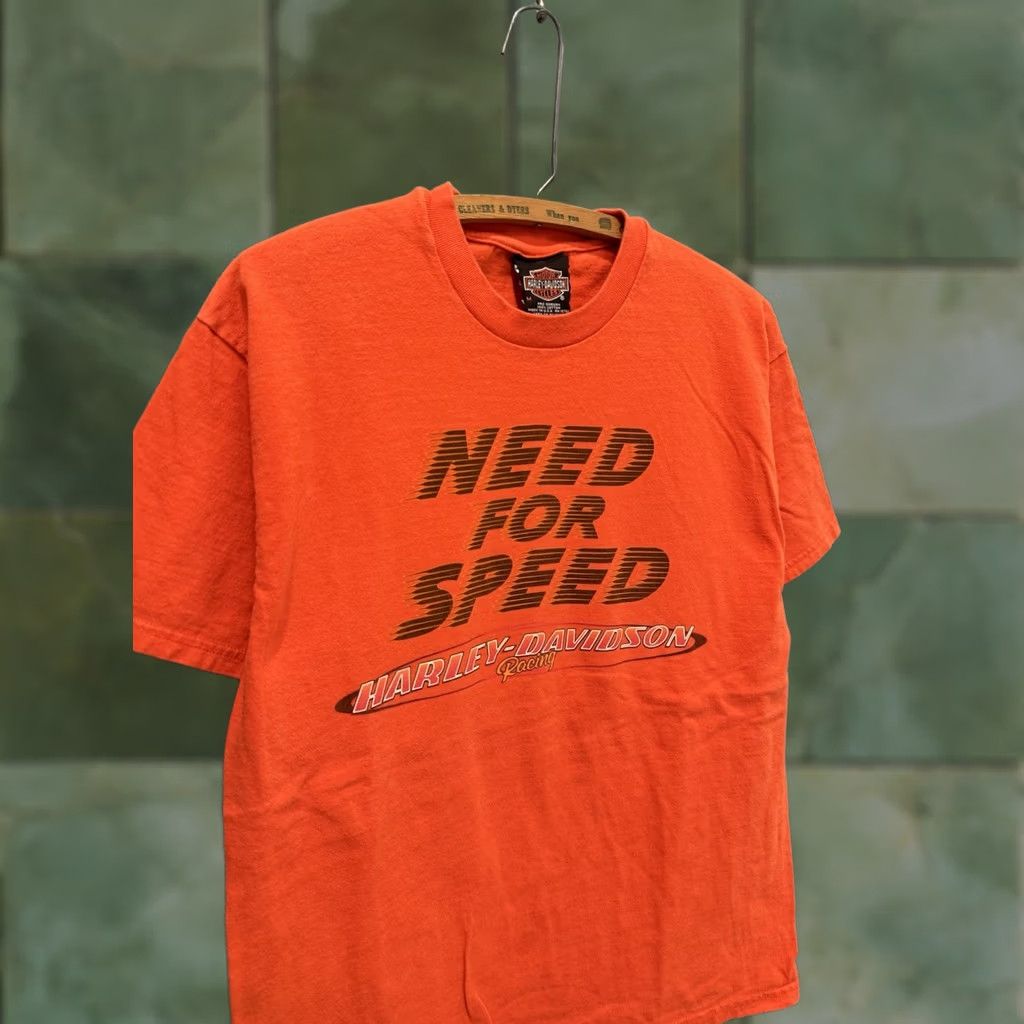 Harley Davidson VINTAGE Harley-Davidson T-Shirt Orange Biker Medium Mens 90s Racing 9/10 Shirt Size US M / EU 48-50 / 2 - 1 Thumbnail