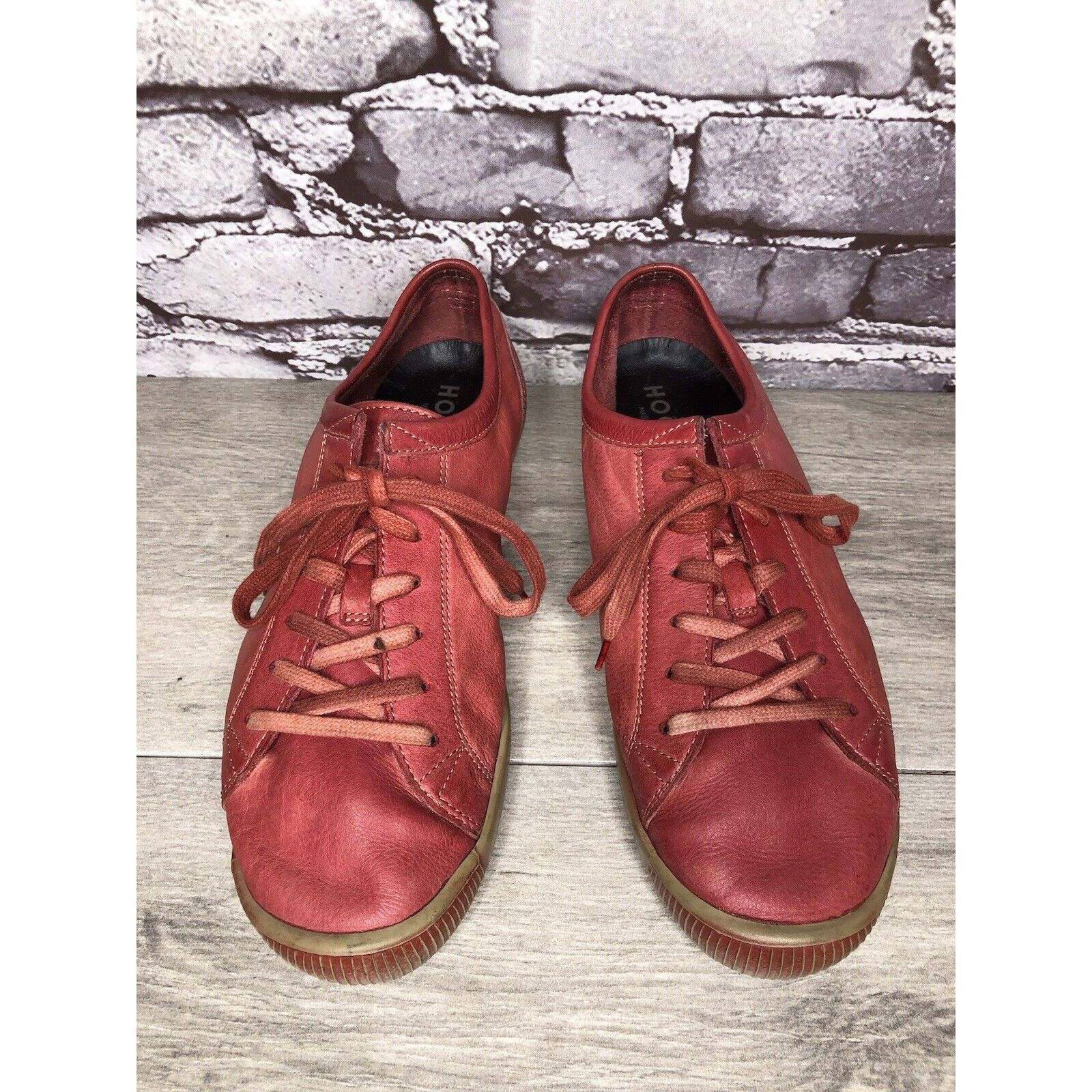 Hogan Hogan Red Leather Casual Comfort Lace Up Sneakers Shoes Wome Size US 9.5 / IT 39.5 - 11 Thumbnail
