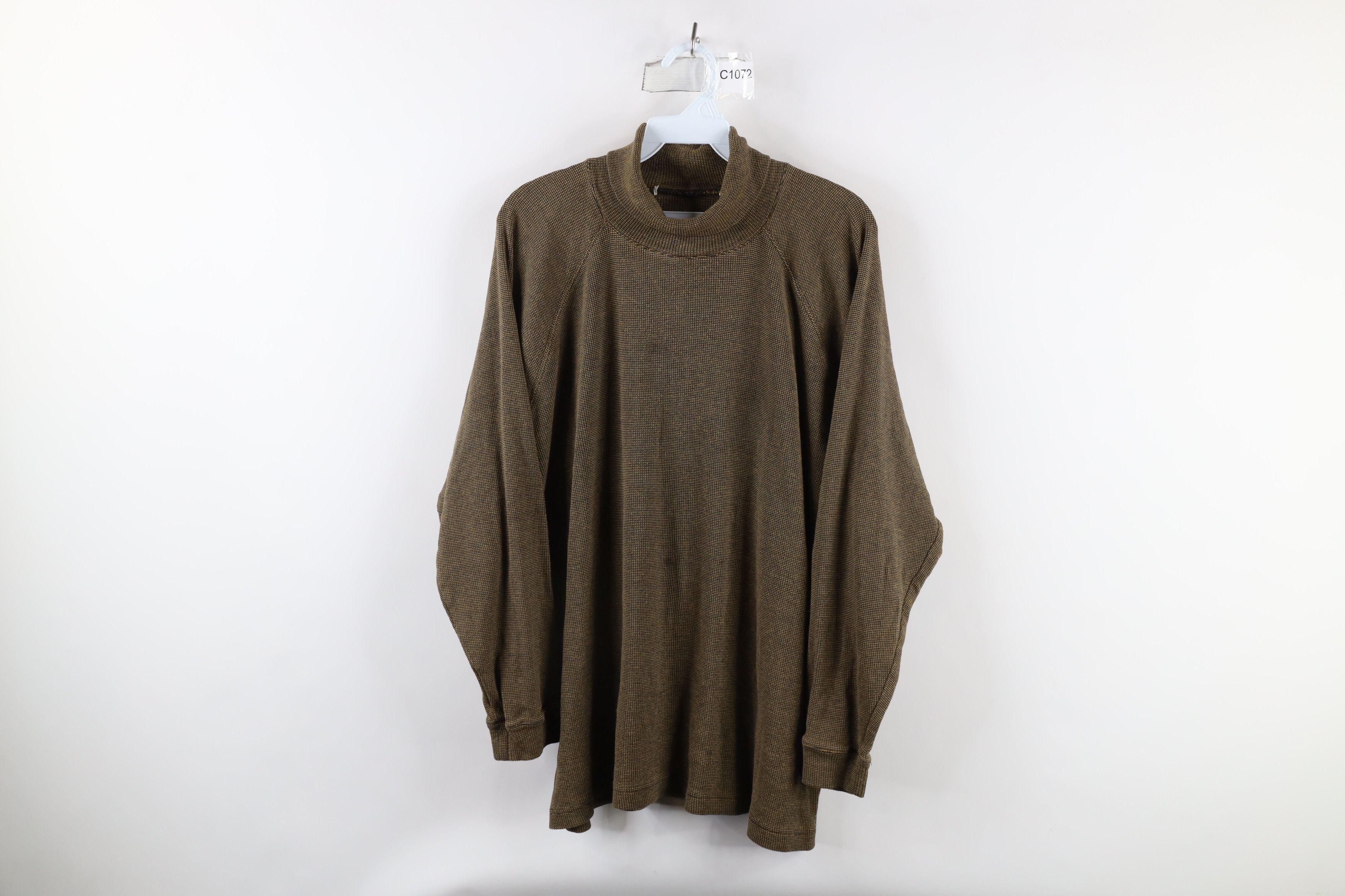 Vintage Vintage 90s Streetwear Blank Thermal Waffle Knit Turtleneck Size US XL / EU 56 / 4 - 1 Thumbnail
