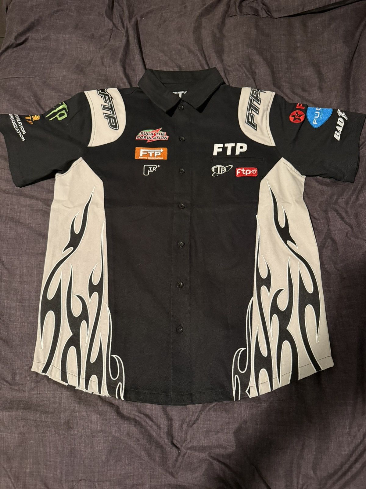 Fuck The Population FTP Raceway Button Up Shirt Medium IN HAND Size US M / EU 48-50 / 2 - 5 Thumbnail