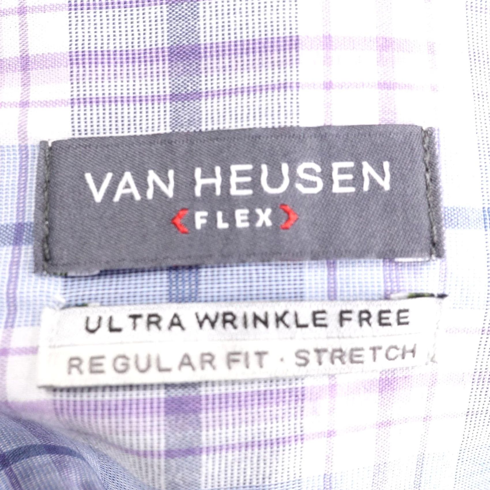 Van Heusen Van Heusen Dress Shirt L 16-16½ 32/33 Plaid Regular Fit Wrinkle Resistant Stretch Blue Mens Size 42R - 4 Thumbnail