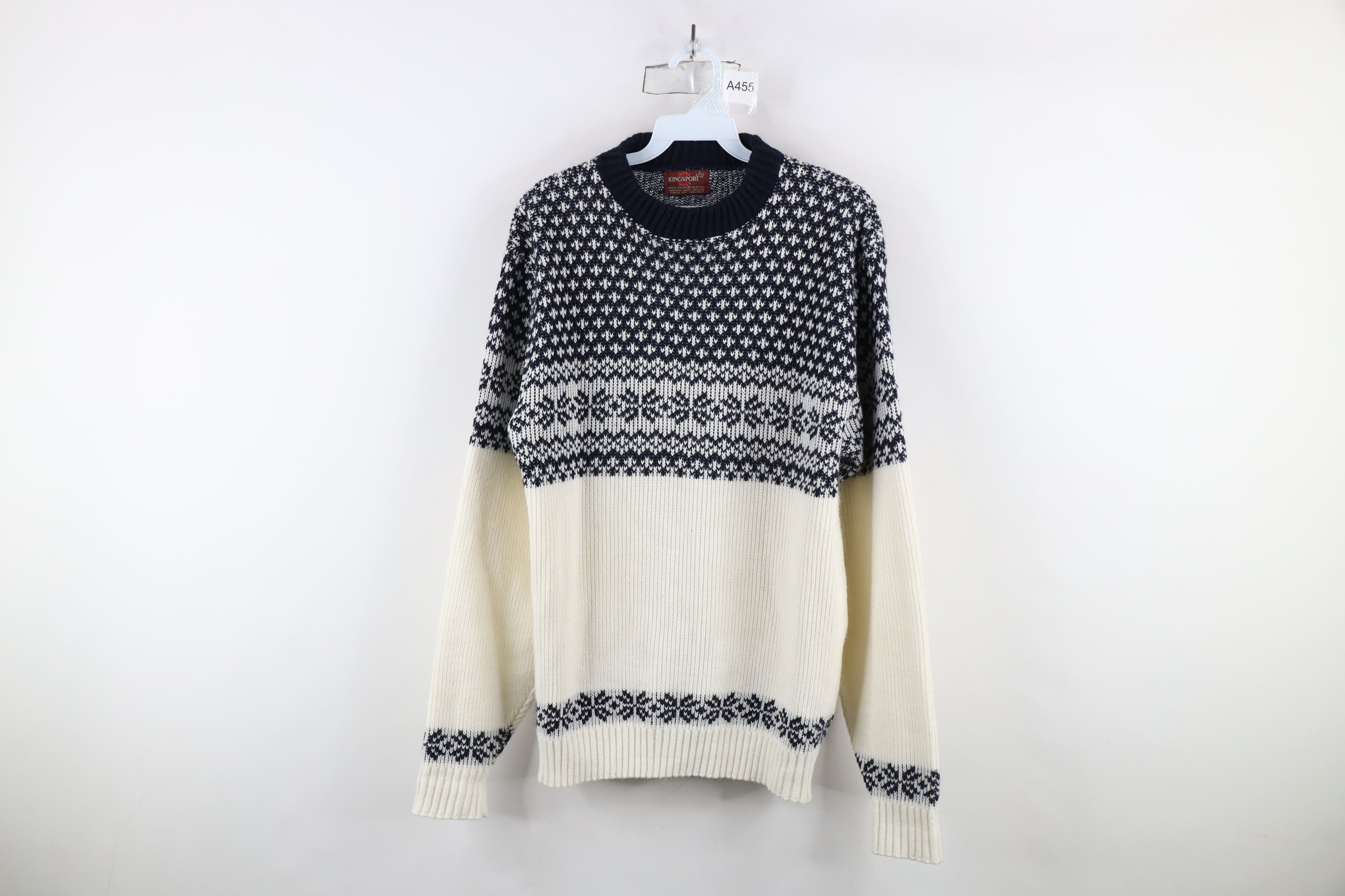 Vintage Vintage 70s Streetwear Fair Isle Knit Crewneck Sweater Size US L / EU 52-54 / 3 - 1 Thumbnail