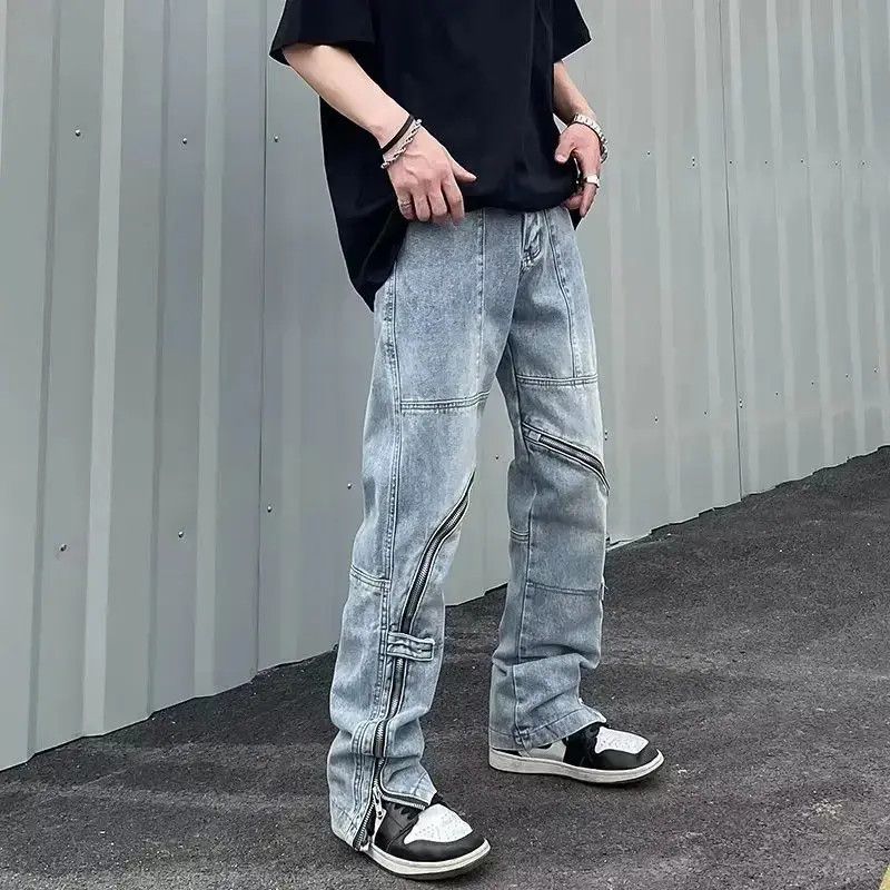Japanese Brand Retro loose zipper micro flared jeans Size US 30 / EU 46 - 1 Thumbnail