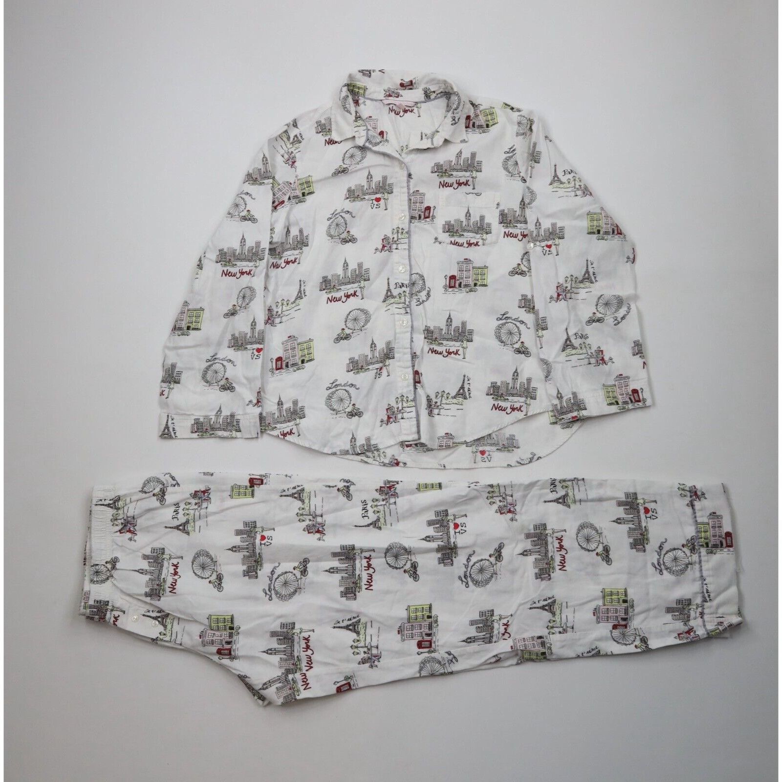 Victoria's Secret × Vintage Vintage Victorias Secret 2 Piece New York London Pajamas Size M / US 6-8 / IT 42-44 - 1 Thumbnail
