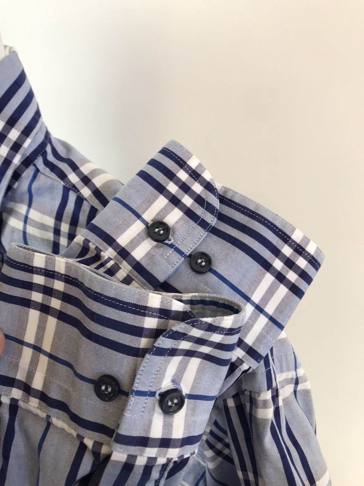 Burberry × Vintage Vintage Burberry Nova Check Long Sleeve Blue Shirt Size US XL / EU 56 / 4 - 4 Thumbnail