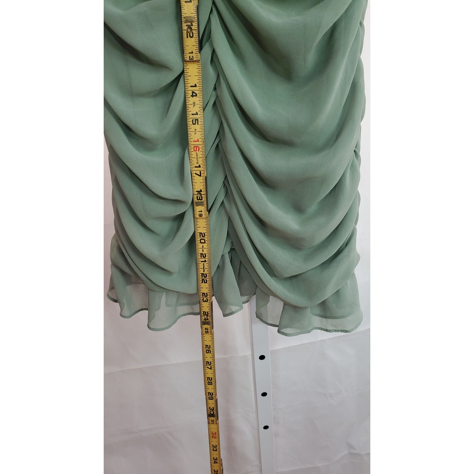 Zara Zara Green Ruched Ruffle Mini Dress Sage Chiffon Look M Size M / US 6-8 / IT 42-44 - 6 Thumbnail