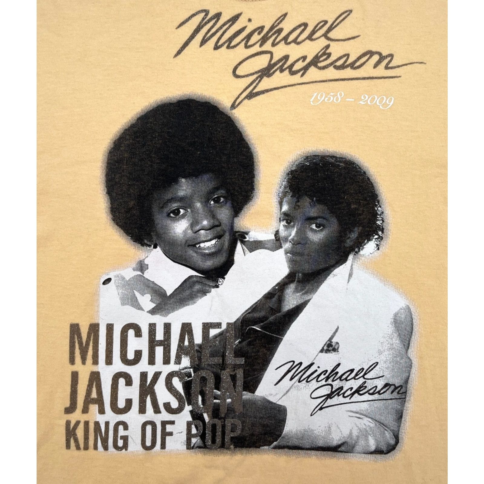 Gildan Vintage Michael Jackson Memorial T-Shirt L Mens Short Sleeve Crew Neck Peach 100% Cotton Gildan Ultra Cotton Vintage 1958-2009 Music Shirt Size US L / EU 52-54 / 3 - 3 Thumbnail