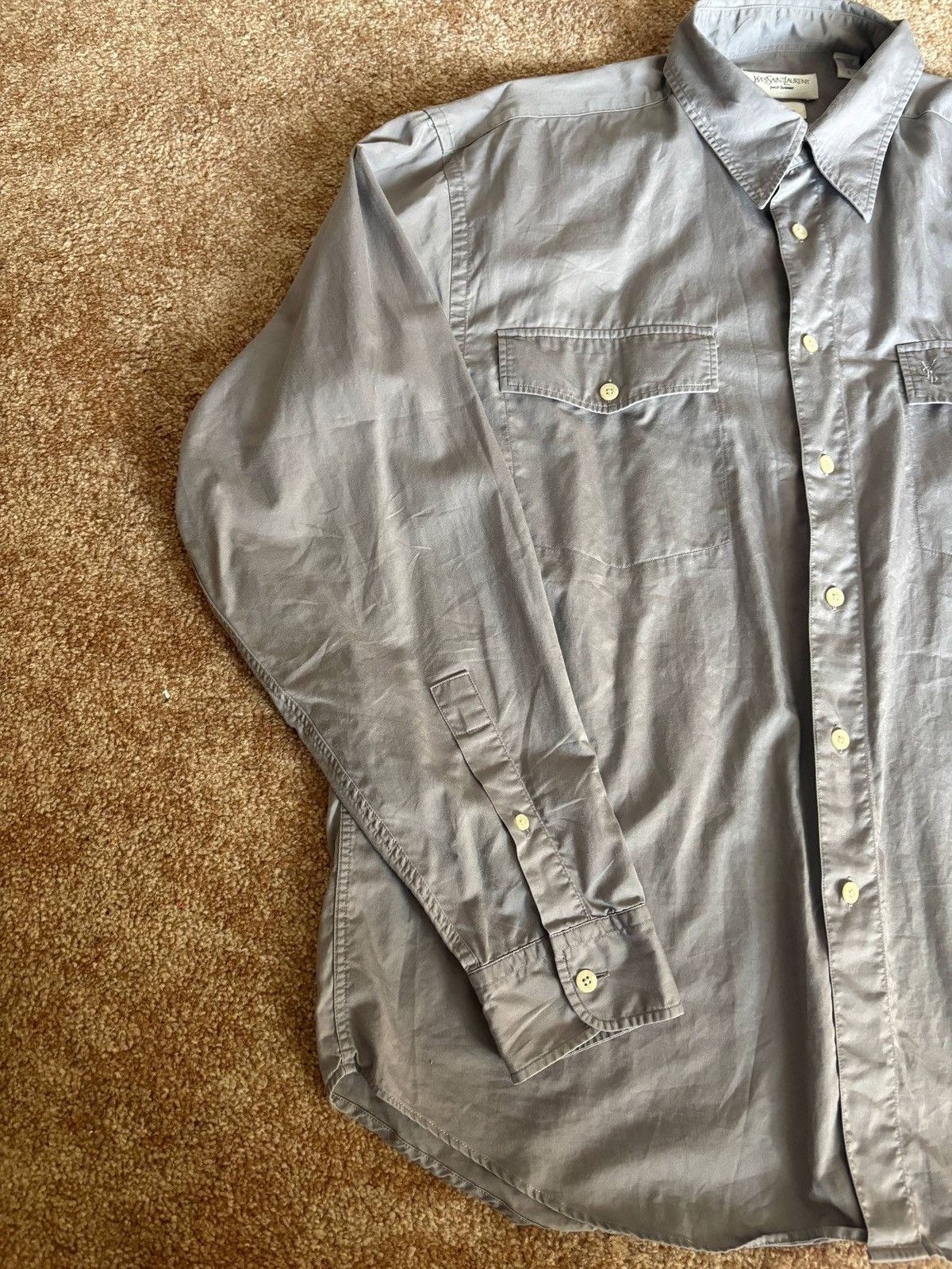 Yves Saint Laurent Yves Saint Laurent Shirt Button Up Grey Size US L / EU 52-54 / 3 - 2 Thumbnail