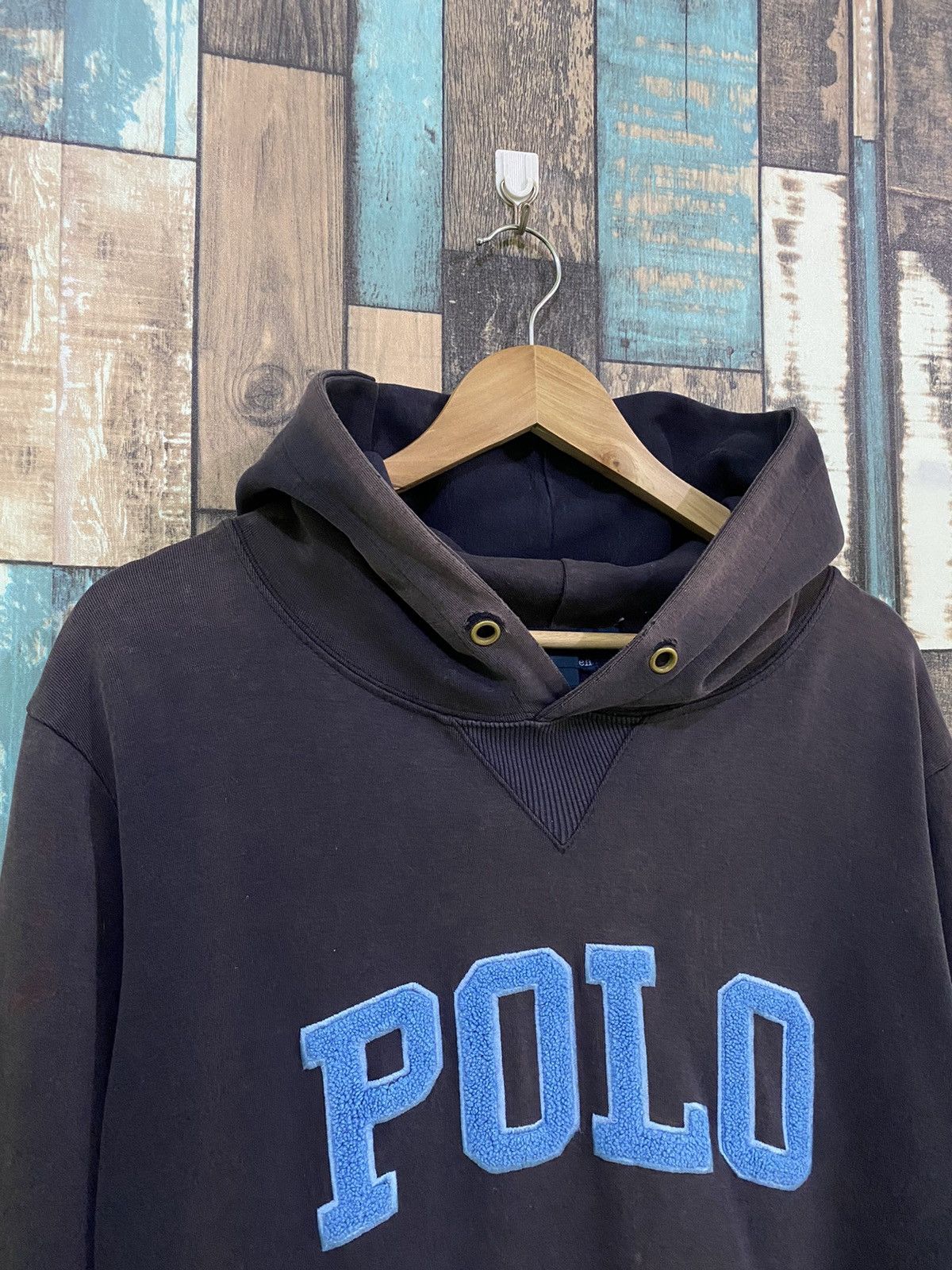 Polo Ralph Lauren × Vintage Vintage Polo Ralph Lauren Sunfaded Distress Hoodie Sweater Size US L / EU 52-54 / 3 - 5 Thumbnail