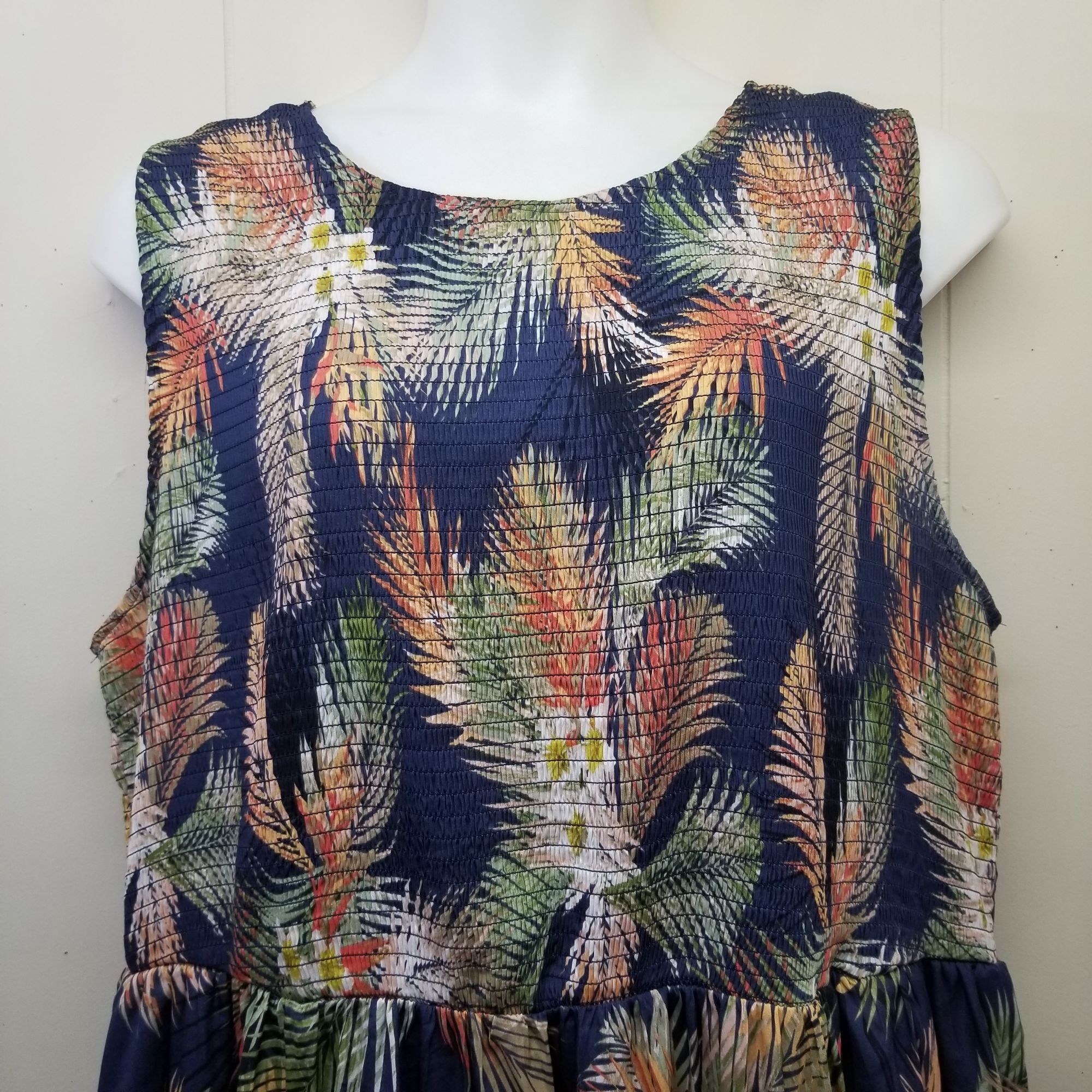 Other Terra Sky 3X Tropical Floral Dress Tiered Ruffle Sleeveless Size 3XL / US 20-22 - 7 Thumbnail