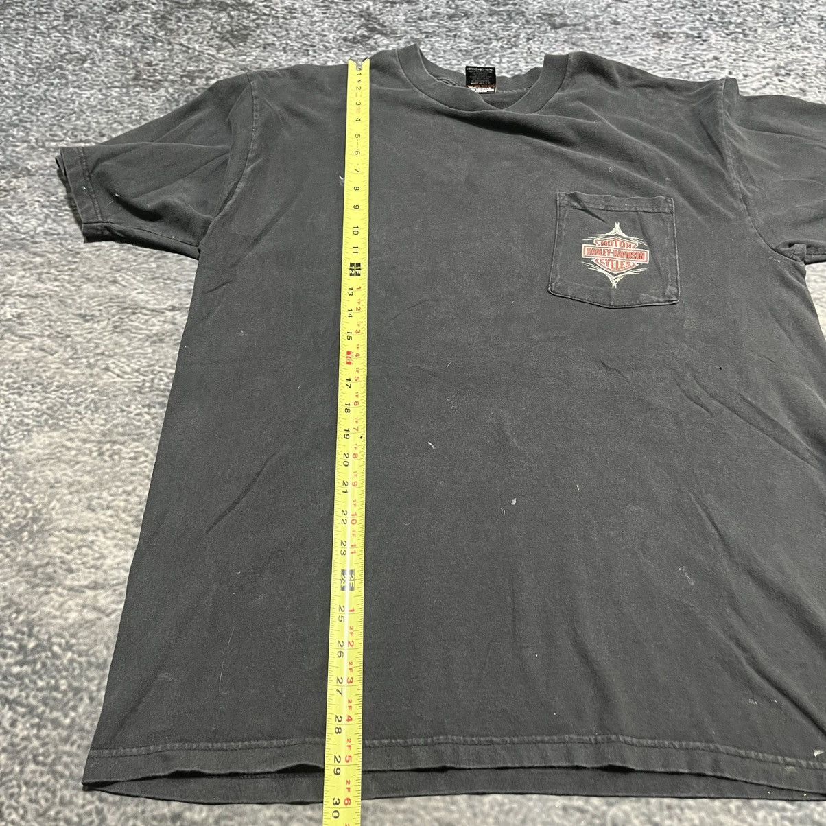 Harley Davidson VINTAGE BLACK FADED HARLEY DAVIDSON DISTRESSED POCKET TEE Size US XL / EU 56 / 4 - 10 Thumbnail