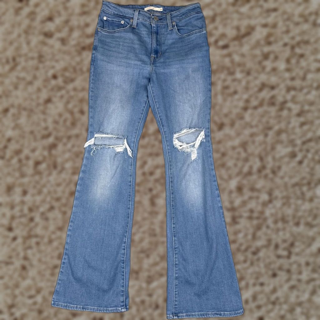 Levi's Levi's Jeans 726 Flare Womens 28 Blue Distressed Stretch Denim 28x32 Size 28" / US 6 / IT 42 - 1 Thumbnail