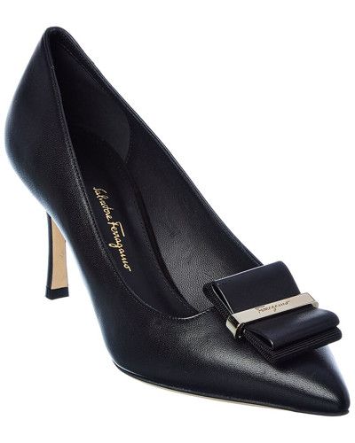 Salvatore Ferragamo o1s1rm0724 Zeri New Leather Pumps in Black Size US 8.5 / IT 38.5 - 2 Thumbnail