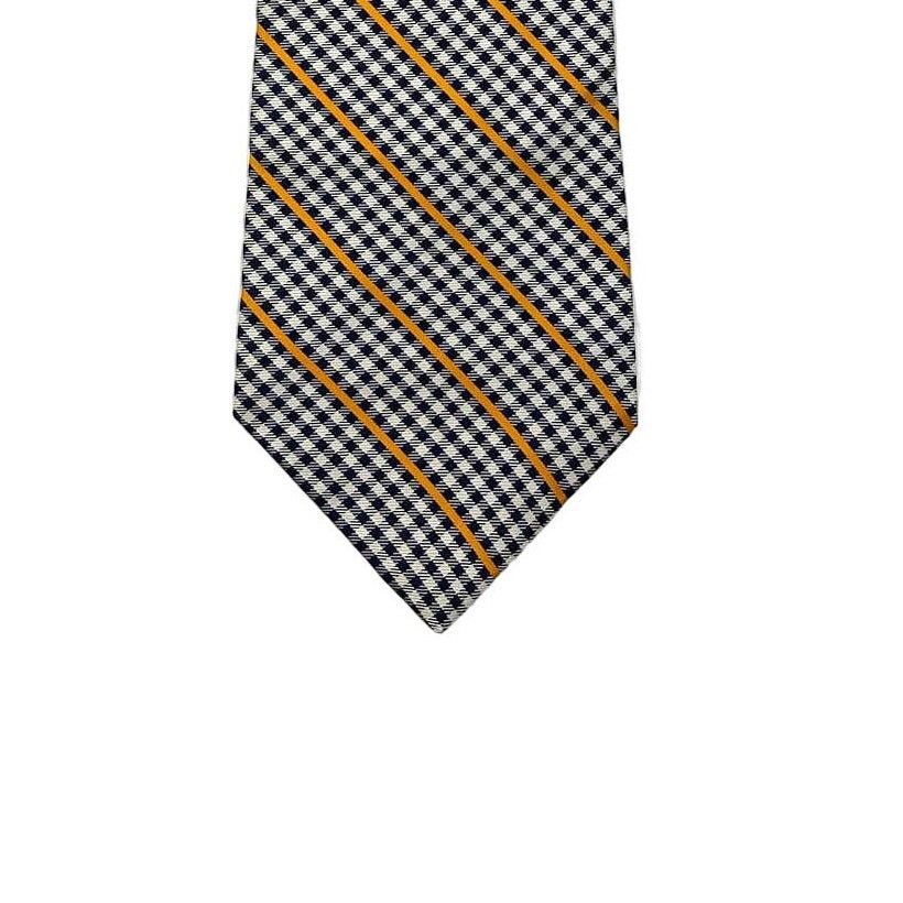 Tommy Hilfiger Tommy Hilfiger Check Stripe Print Tie Silk Black Gray Size ONE SIZE - 1 Thumbnail