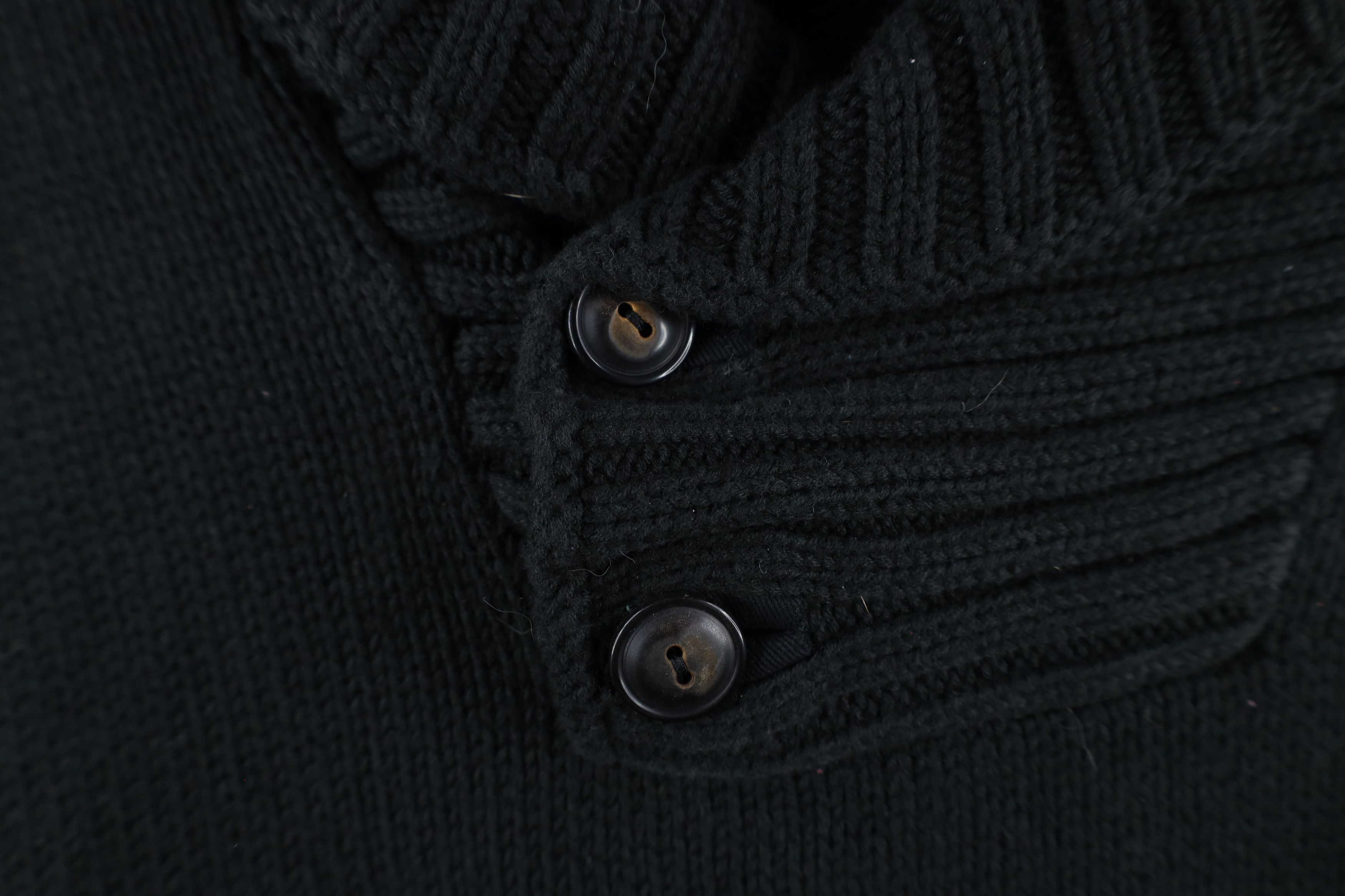 Ralph Lauren × Vintage Vintage 90s Ralph Lauren Heavyweight Shawl Sweater Black Size US XL / EU 56 / 4 - 4 Thumbnail