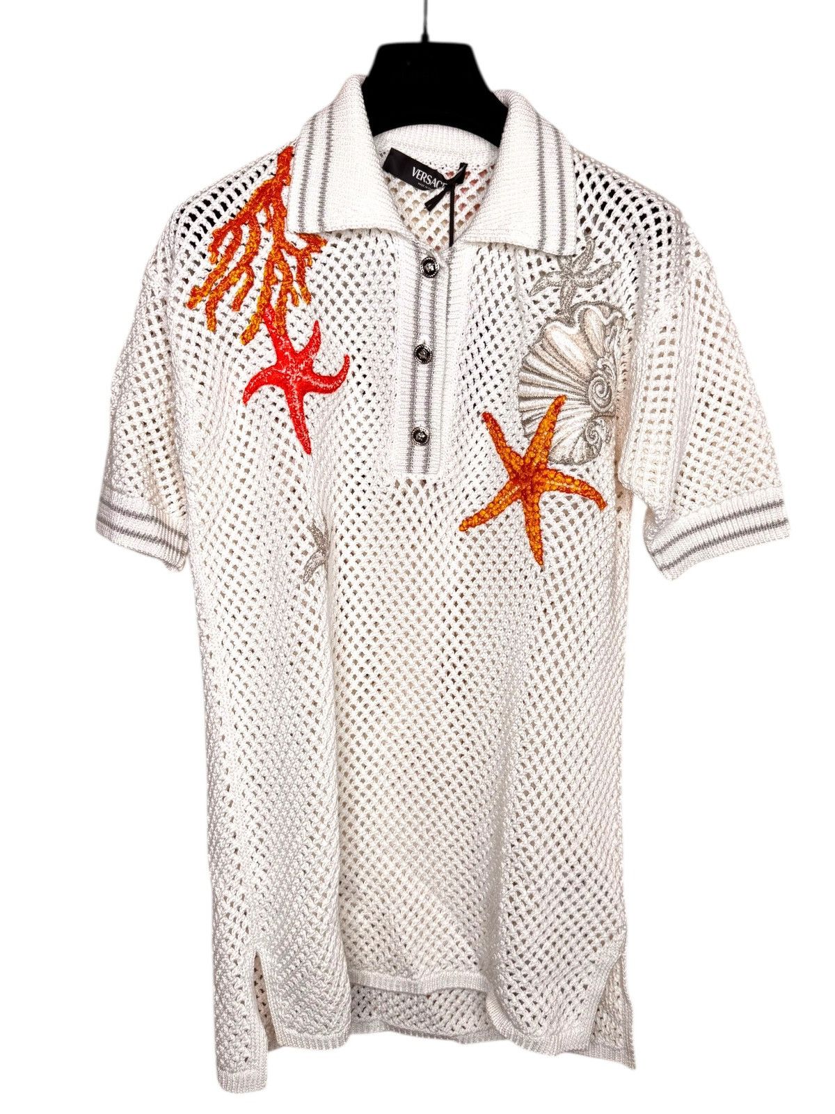Versace Versace cotton knit polo with coral embroidery Size XS / US 0-2 / IT 36-38 - 1 Thumbnail