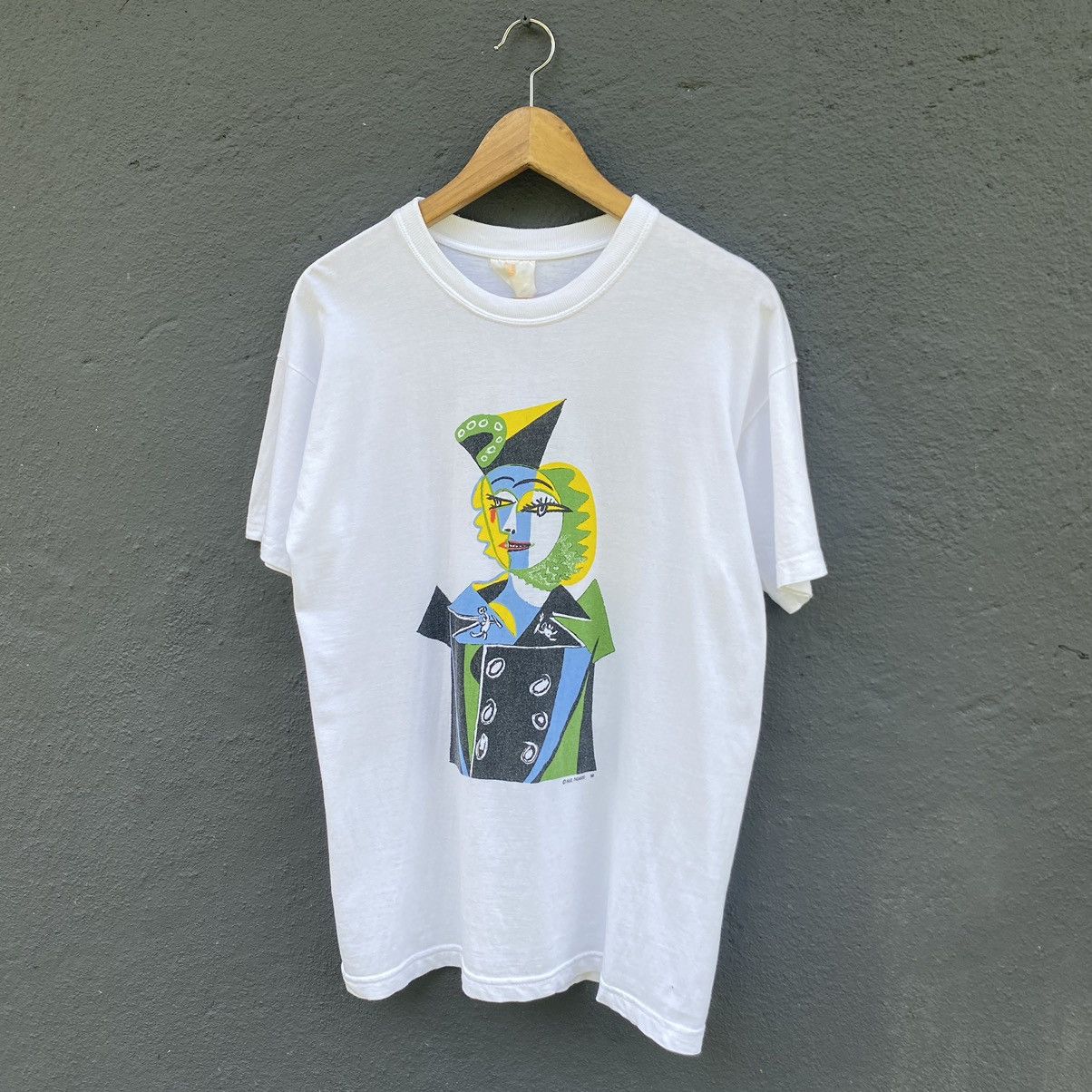 image of 1990X Clothing x Picasso Vintage 90's Pablo Picasso Spanish Painter Art Tee in White (Size Medium)