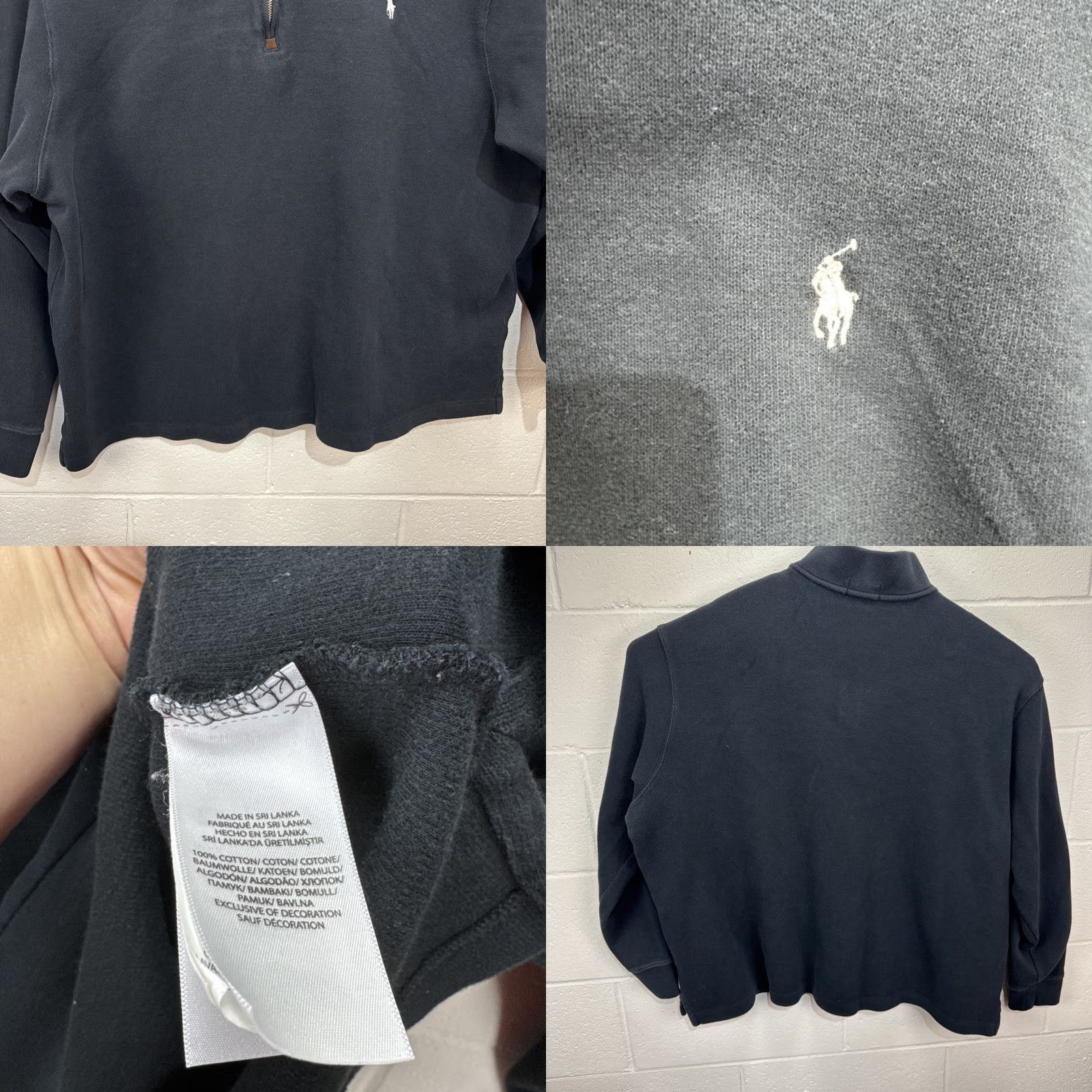 Ralph Lauren Polo Ralph Lauren Mens Black Long Sleeve 1/4 Zip Ribbed Pullover Sweater 2XB Big Size US XXL / EU 58 / 5 - 8 Thumbnail