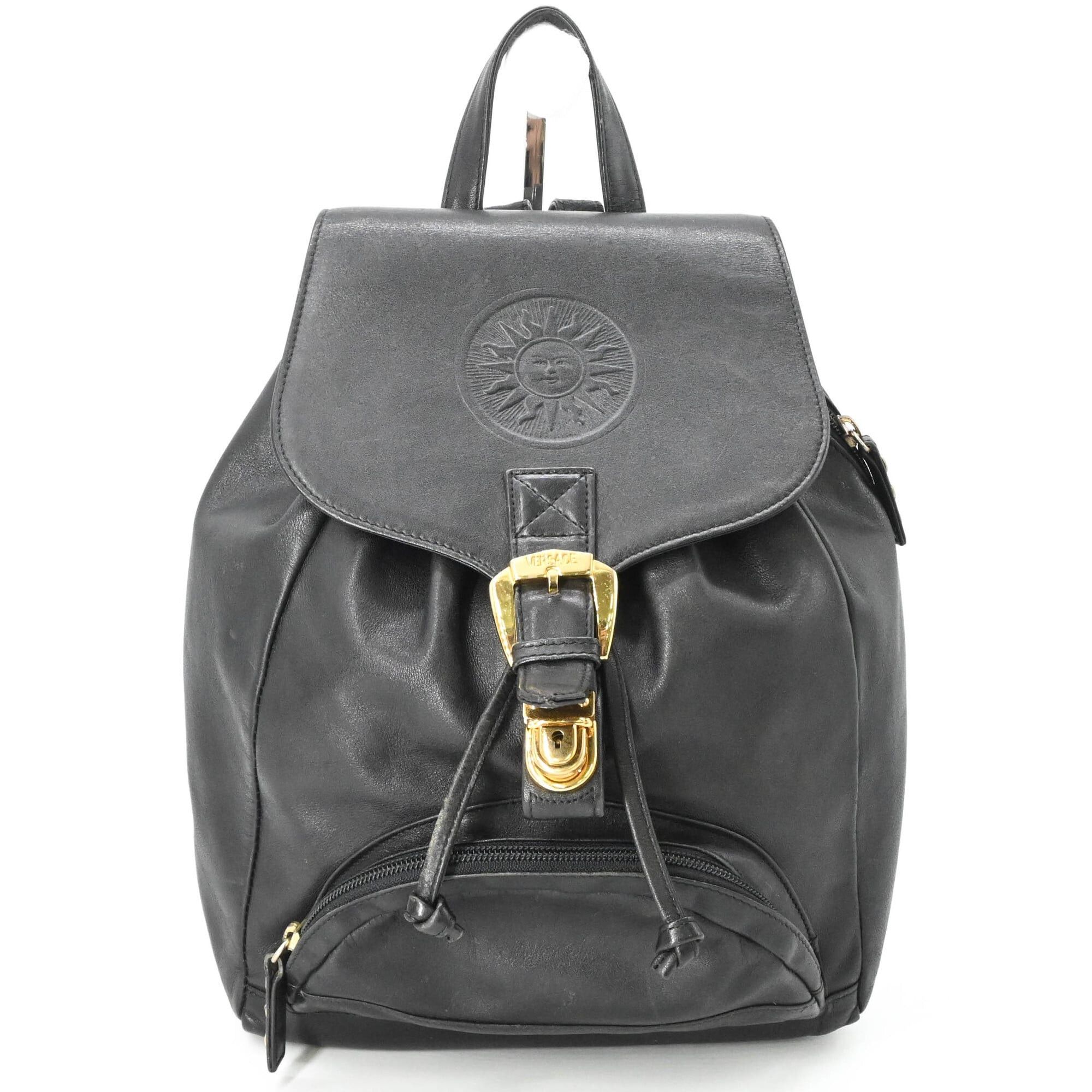 Versace VERSACE Sunburst Backpack, Leather, Black Size ONE SIZE - 1 Thumbnail
