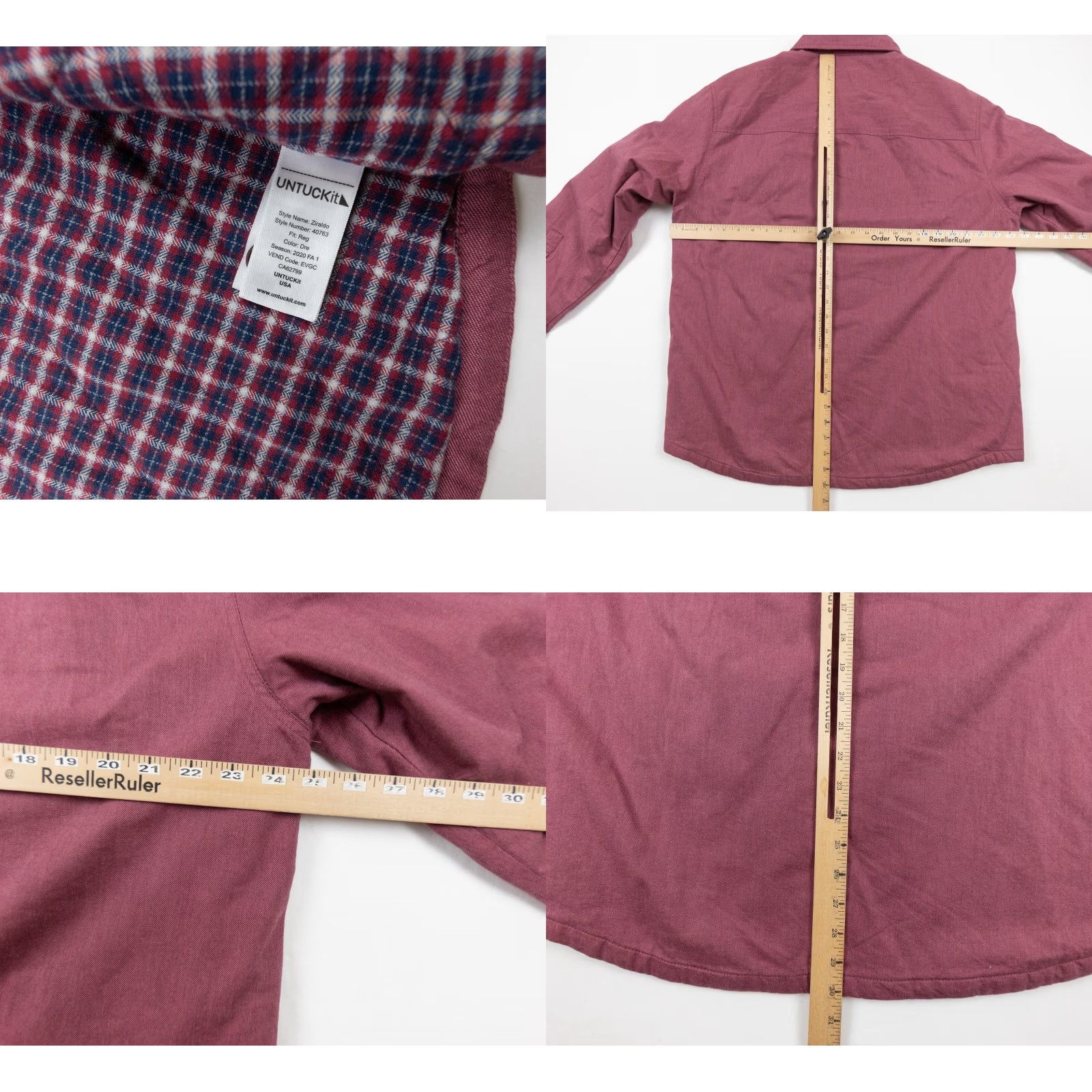 UNTUCKit UNTUCKit Mens Jacket XL XLarge Red Button-Down Shacket Flannel Lined Ziraldo Adult Size US XL / EU 56 / 4 - 8 Thumbnail