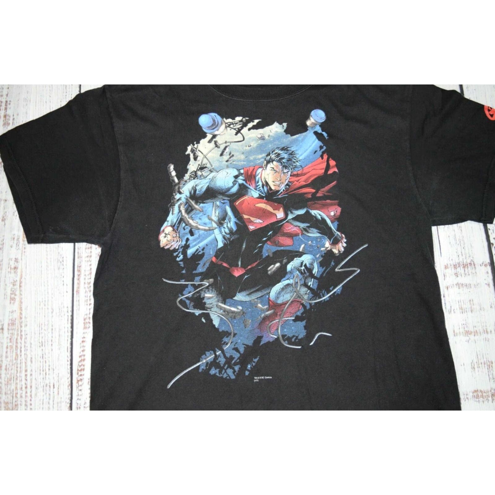 Vintage VINTAGE DC COMICS GRAPHITTI T-SHIRT Superman Batman 90s Adult Medium Black Cotton Graphic Mens Size US M / EU 48-50 / 2 - 2 Thumbnail