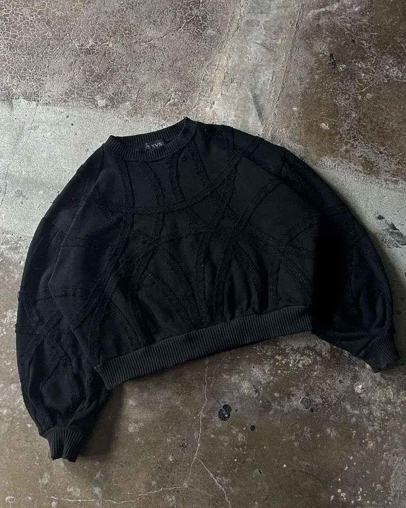 Japanese Brand × Vintage Retro Black Gothic Patchwork Sweatshirt Size US S / EU 44-46 / 1 - 2 Thumbnail