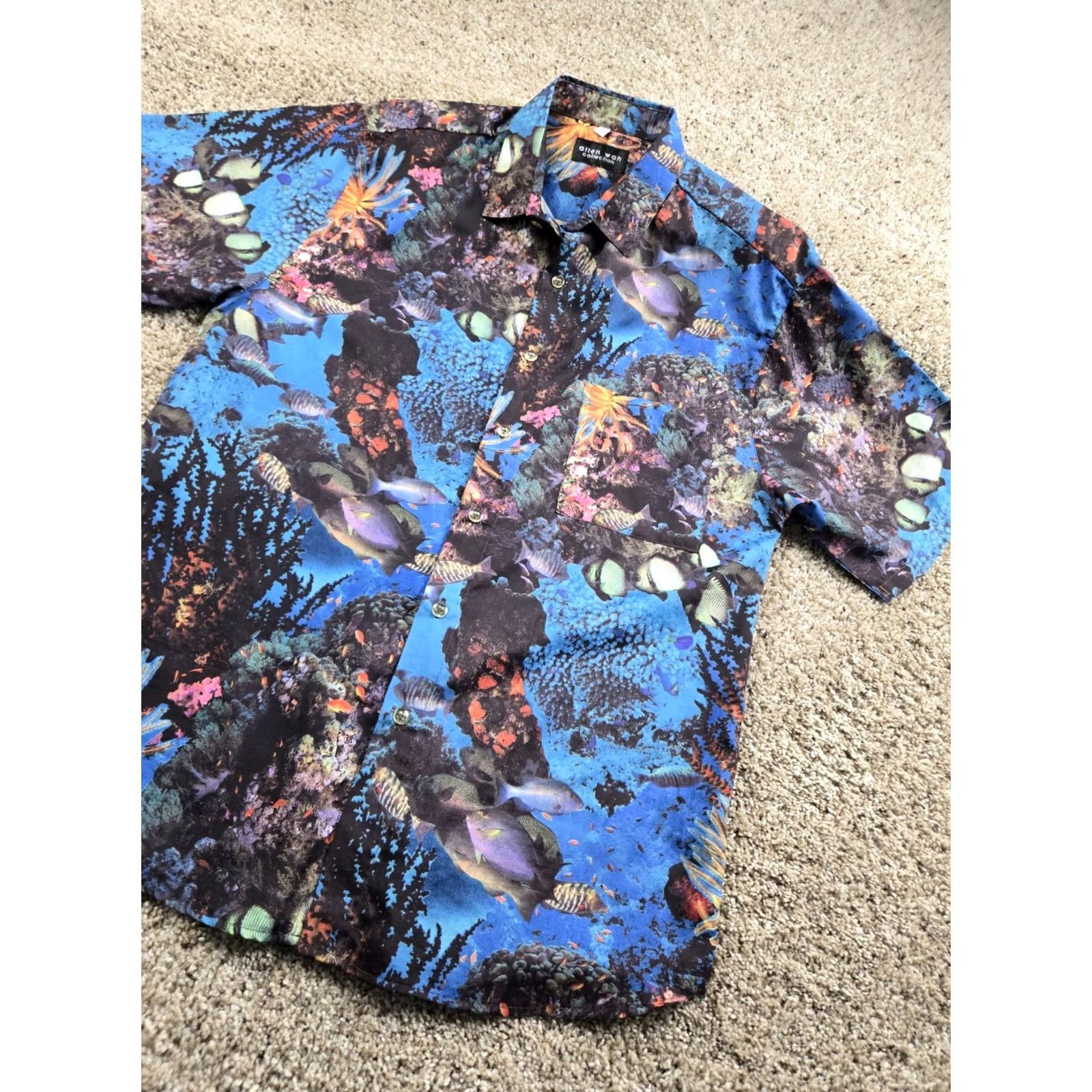 REEF VINTAGE Allen Wah Shirt Medium Mens Button Up Coral Reef Aquarium Print USA 90s Size US M / EU 48-50 / 2 - 2 Thumbnail