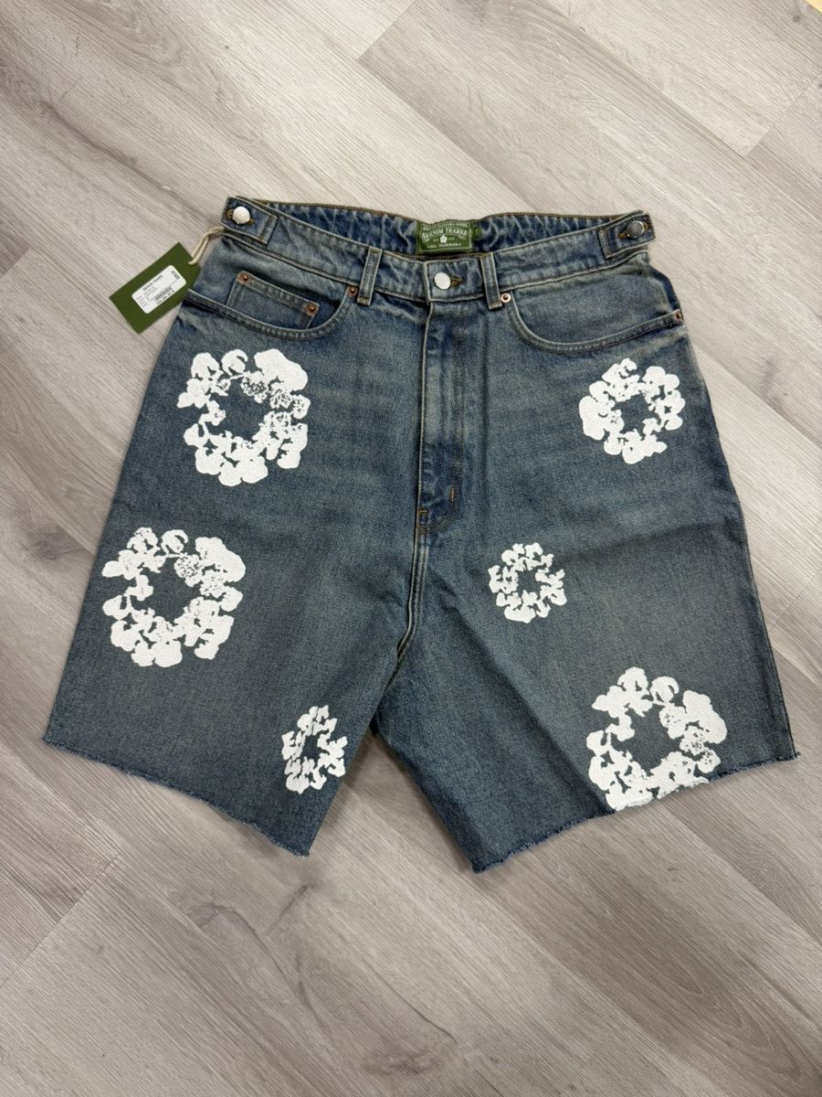 DENIM TEARS Denim Tears Cotton Wreath Shorts Blue |BRAND NEW Large