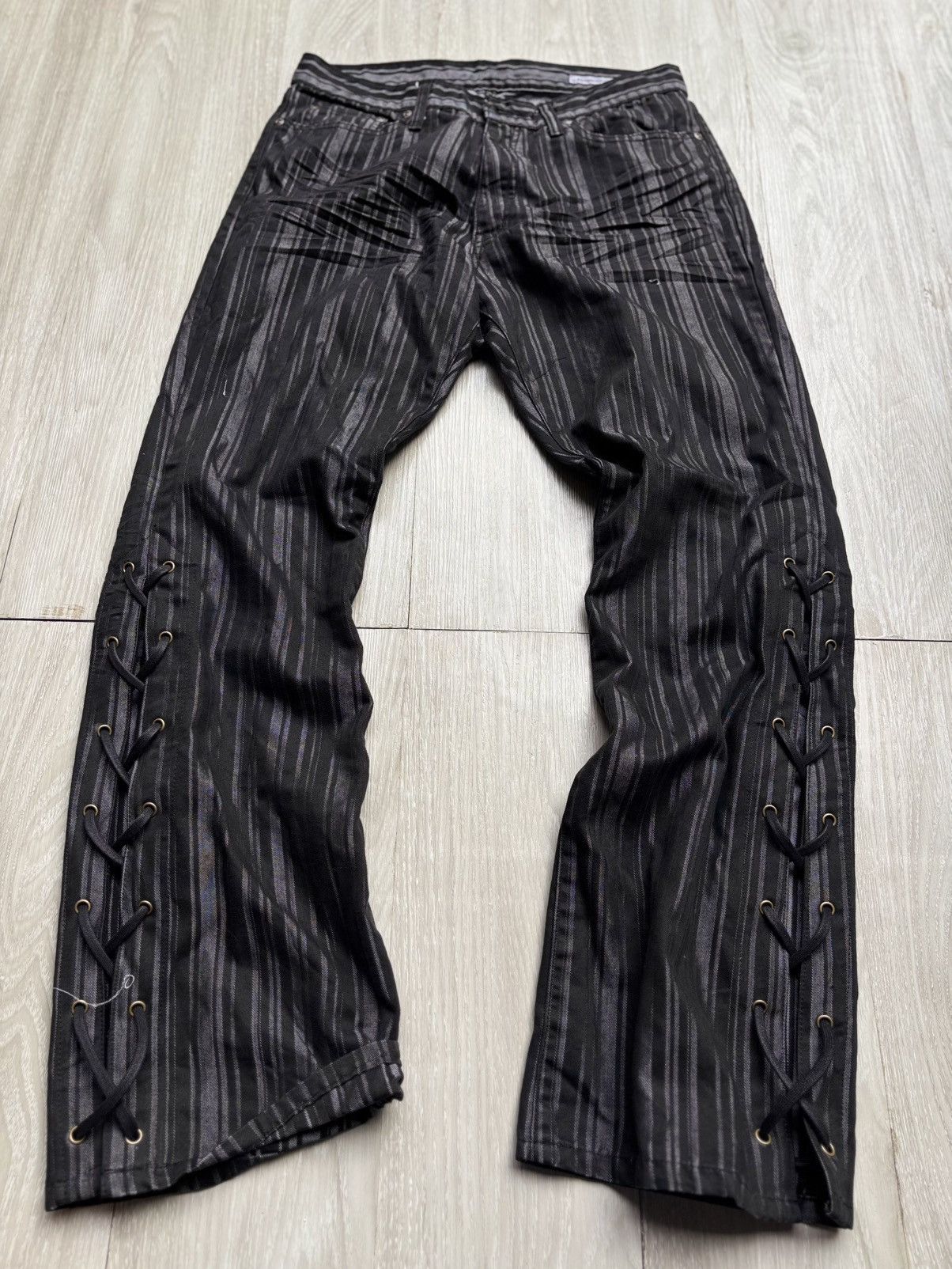 Japanese Brand SEMANTIC DESIGN lace up flare pants Size US 29 - 1 Thumbnail