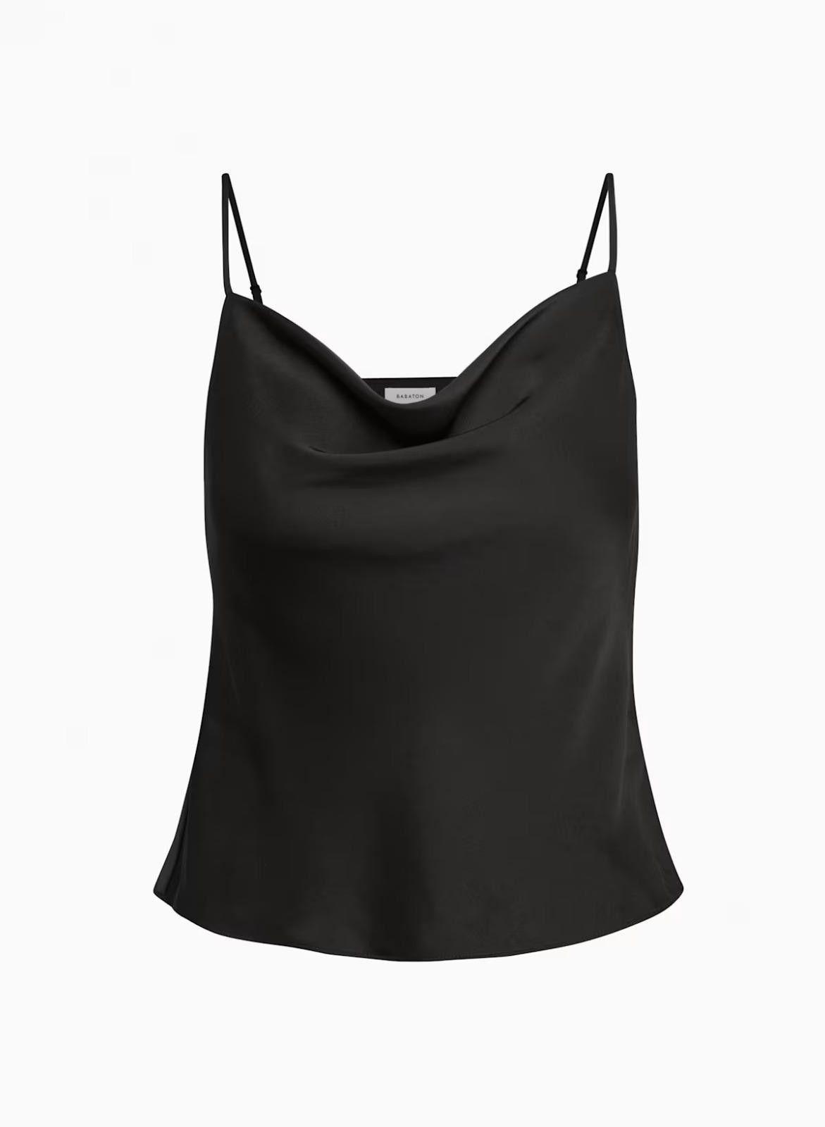 Designer Wilfred Women XS Black Cowl Neck Camisole Satin Tank Top Size XS / US 0-2 / IT 36-38 - 6 Thumbnail