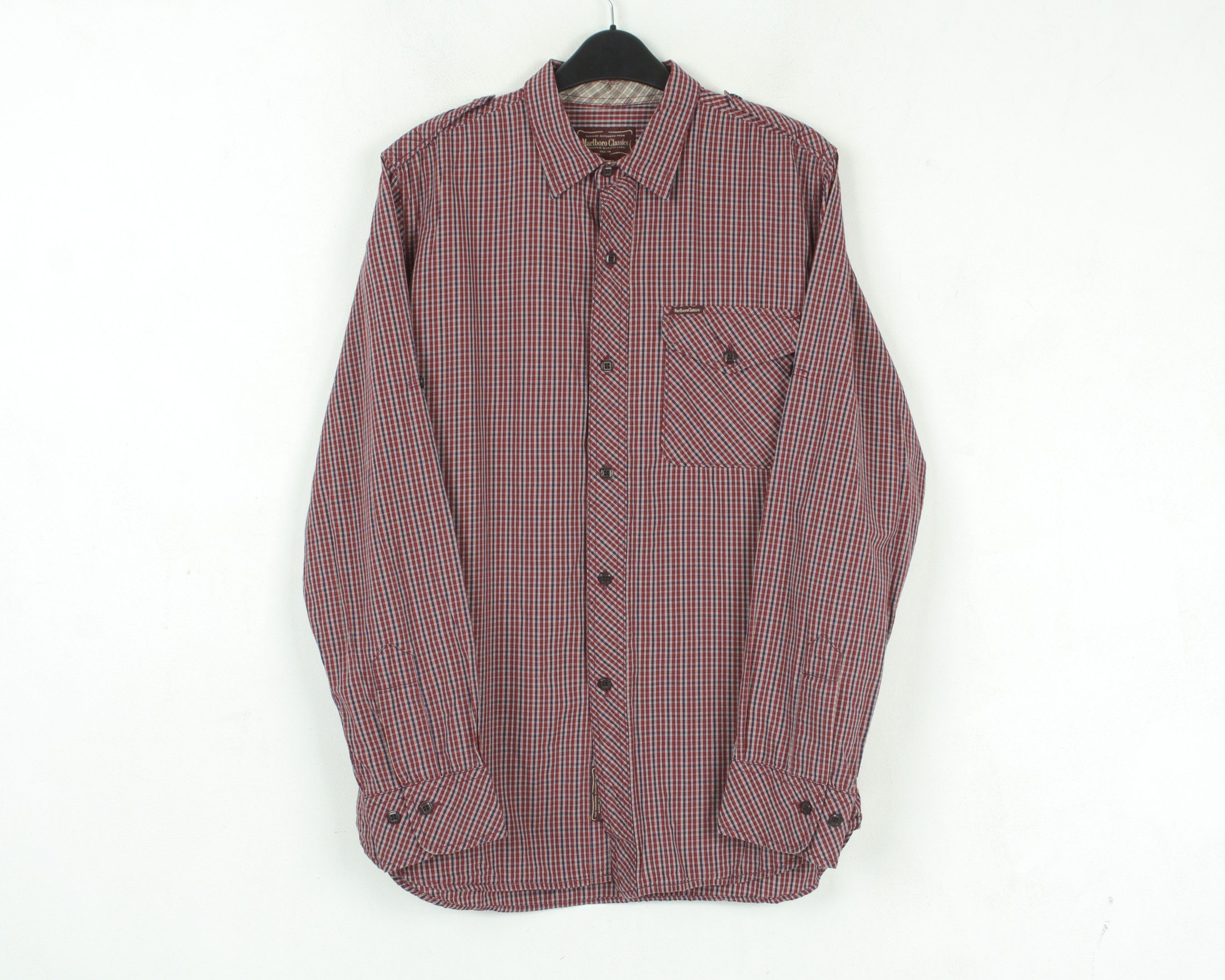 Marlboro MARLBORO CLASSICS Shirt Check Plaid Cotton Long Sleeved Size US L / EU 52-54 / 3 - 1 Thumbnail