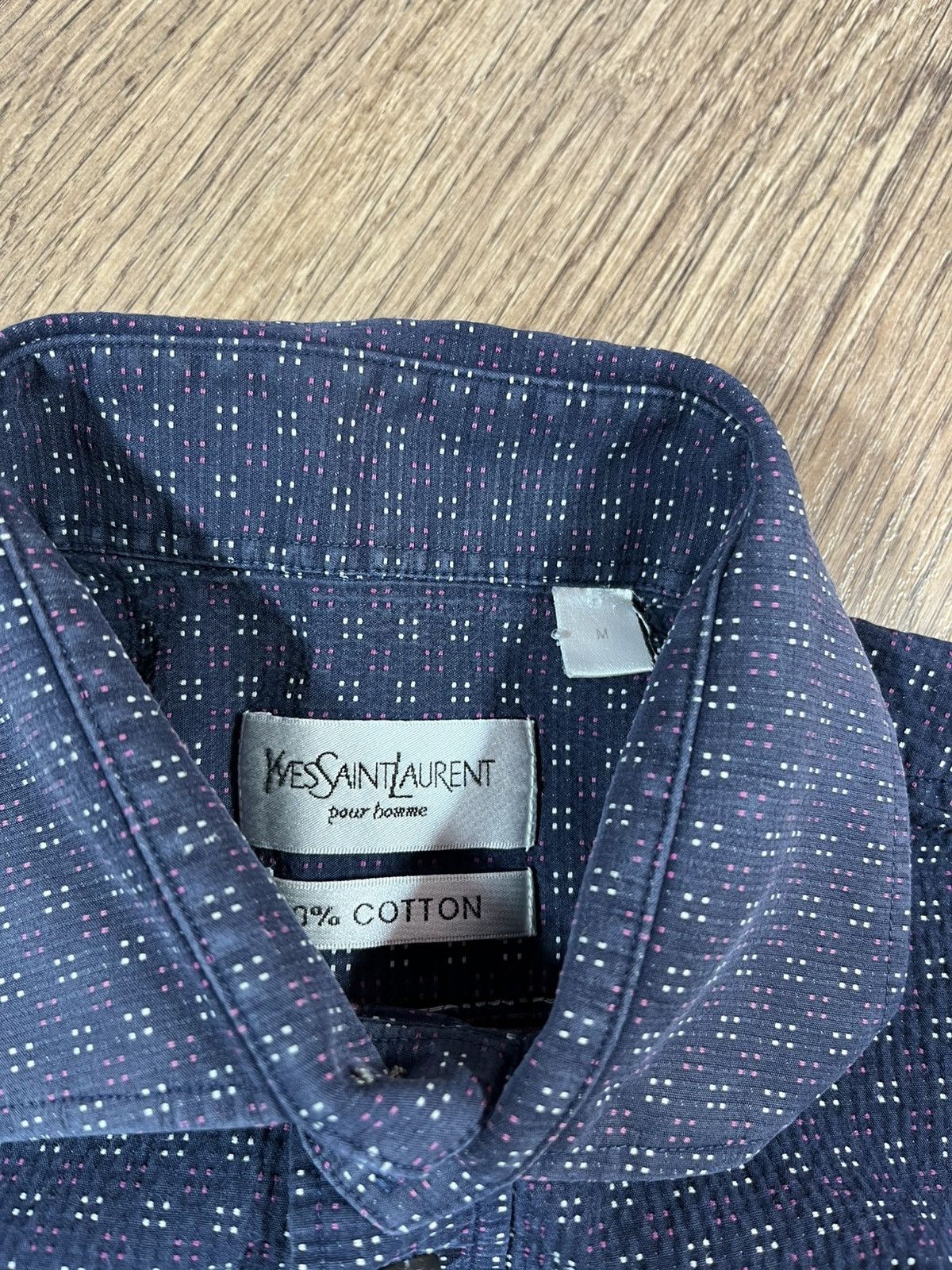 Yves Saint Laurent Vintage Yves Saint Laurent Navy Cotton Shirt Size US M / EU 48-50 / 2 - 5 Thumbnail