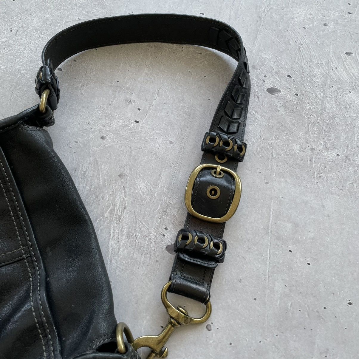 Vintage Coach Black Canvas Leather Flap Strap Shoulder Bag 11434 Size ONE SIZE - 6 Thumbnail