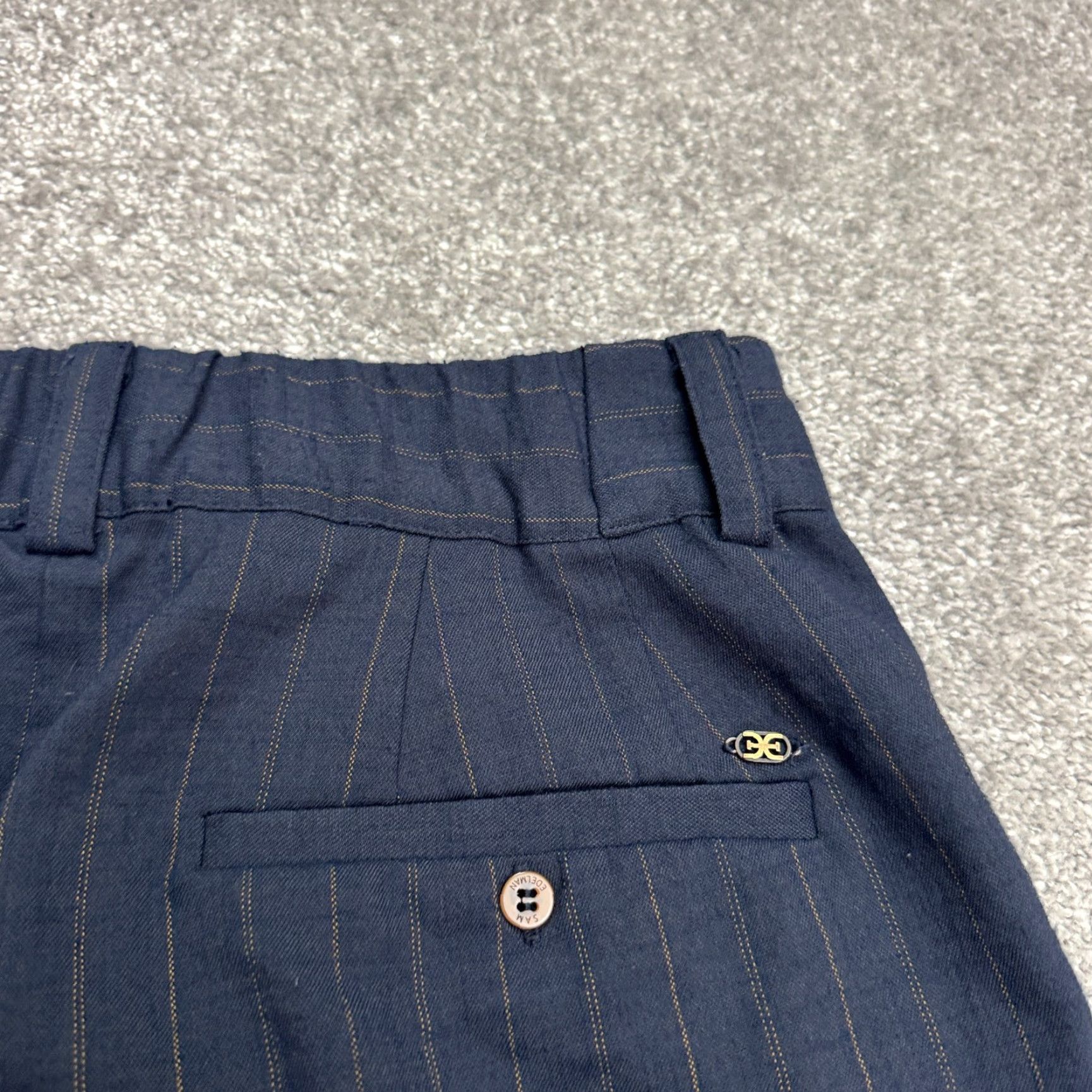 Sam Edelman Sam Edelman Cargo Pants Womens 10 Navy Blue Striped High Rise Taepred Leg Casual Size 32" / US 10 / IT 46 - 7 Thumbnail