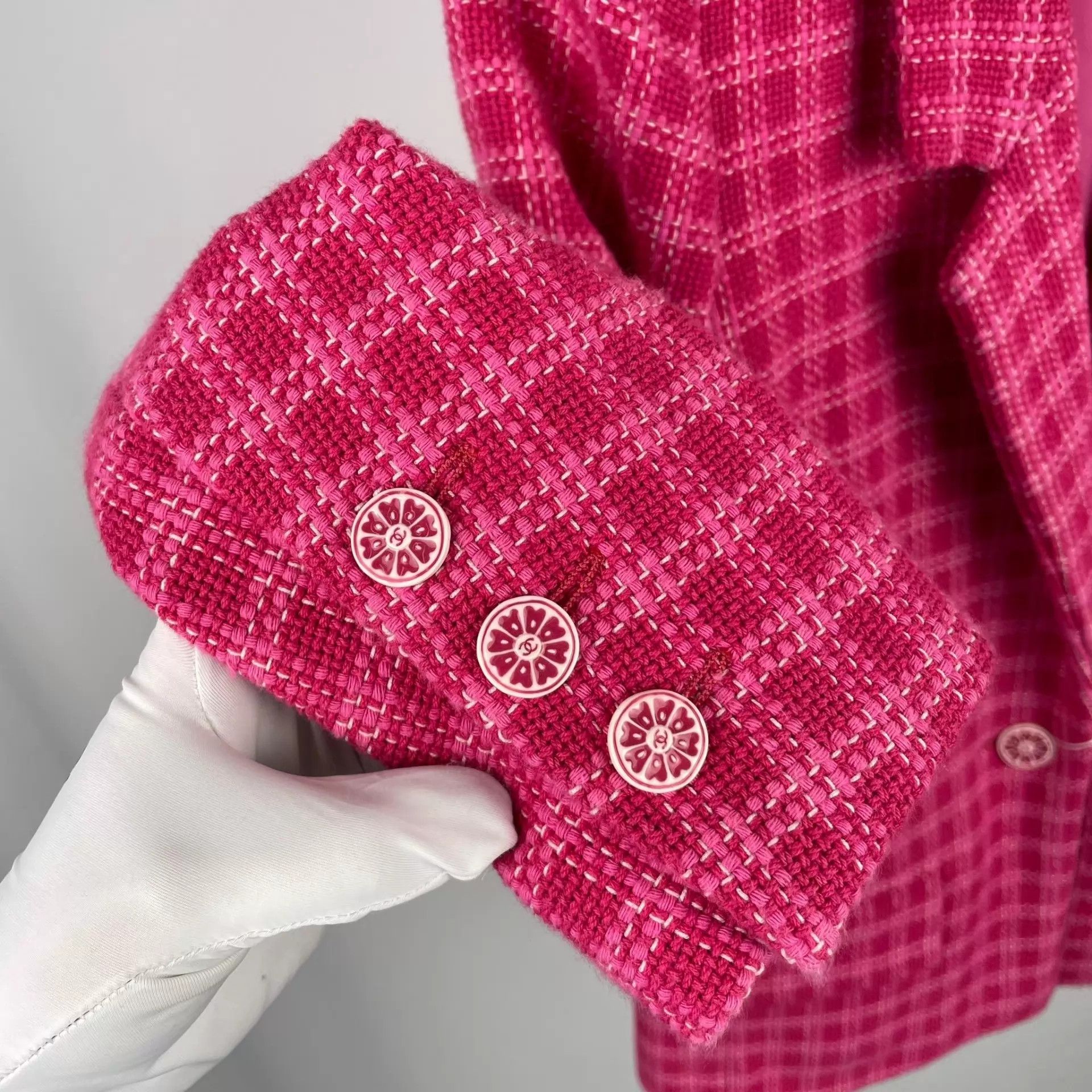Chanel Chanel Seoul Runway Magenta Checker Knit Blazer 38 Size XS / US 0-2 / IT 36-38 - 7 Thumbnail