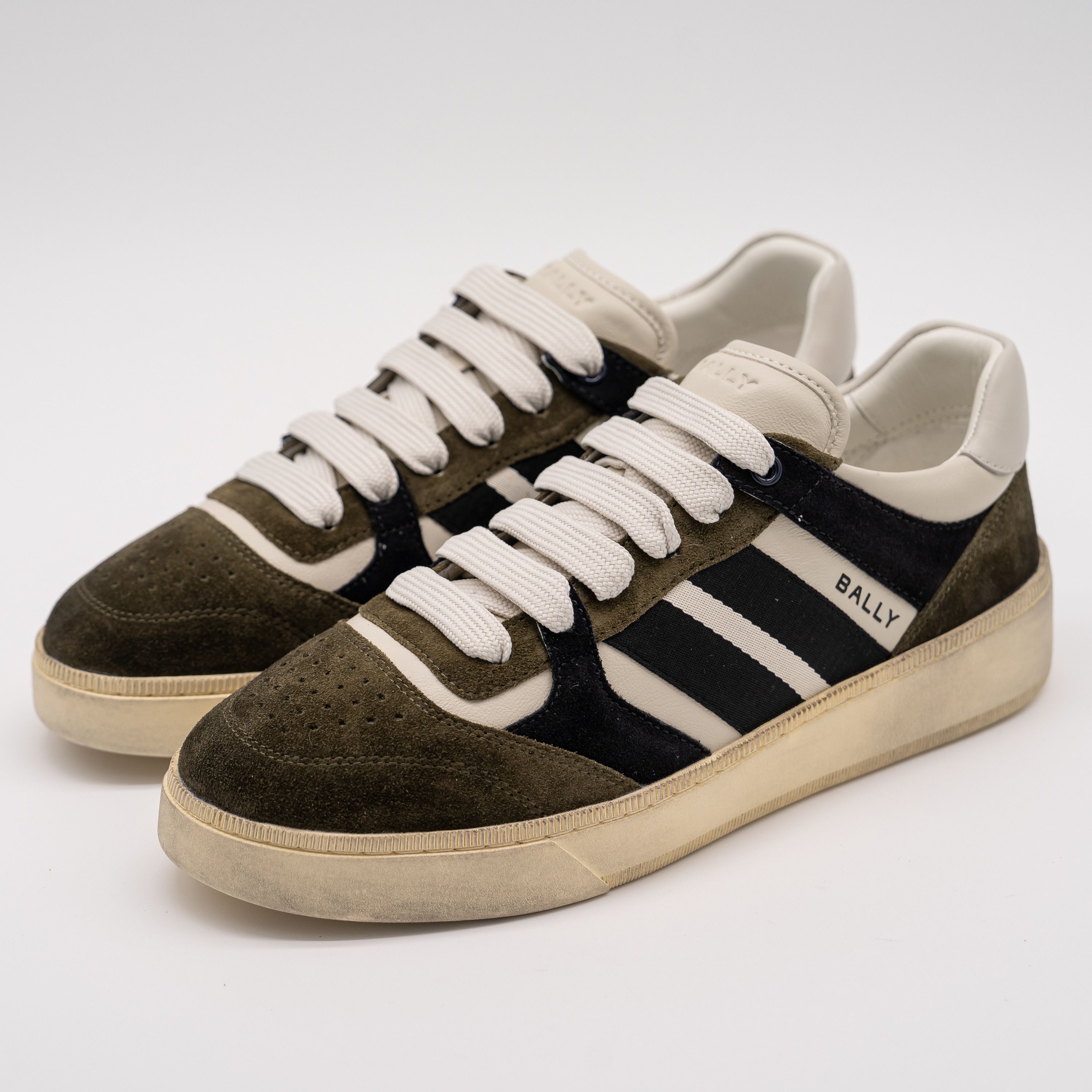 Bally 10.5 Bally Rebby Olive Black White Green Suede Sneakers 9 Size US 10.5 / EU 43-44 - 1 Thumbnail
