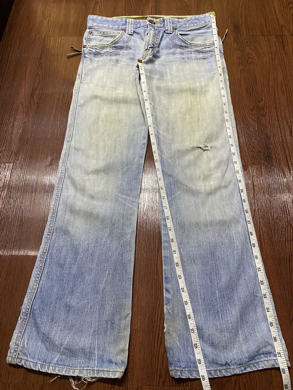 Japanese Brand Vintage Edwin 503 Blue Faded Wash Distressed Loose Jeans Size US 32 / EU 48 - 15 Thumbnail