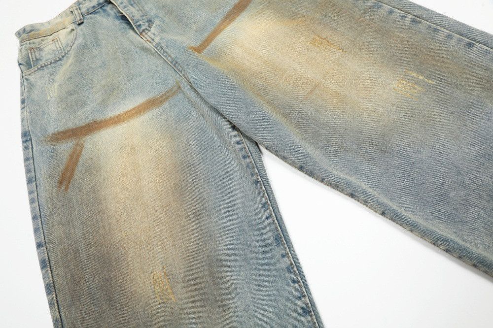 Vintage Men's loose ink-splashed straight distressed dirty jeans Size US 34 / EU 50 - 5 Thumbnail