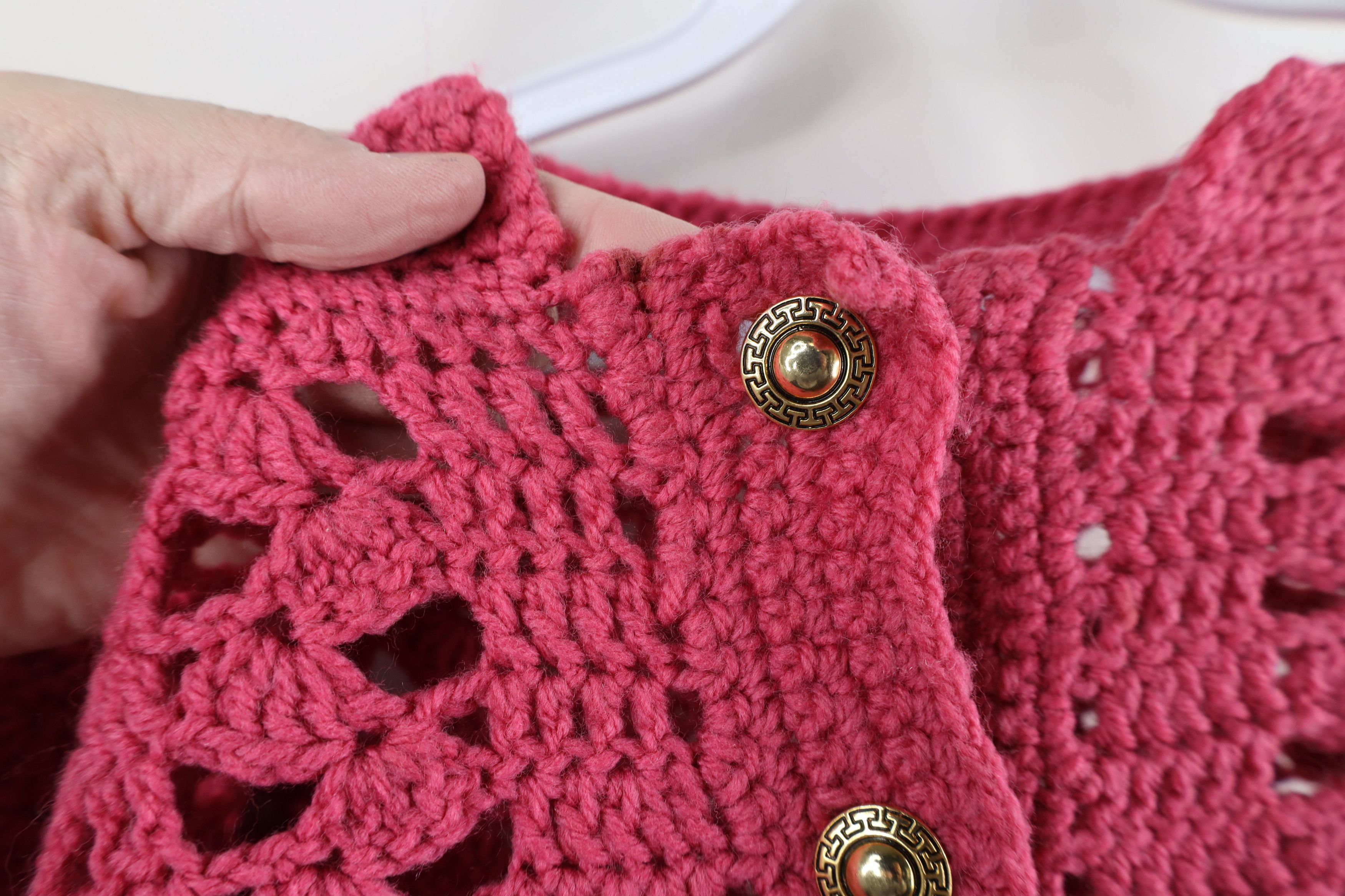 Vintage Vintage 50s 60s Streetwear Crochet Sweater Cape Poncho Pink Size ONE SIZE - 4 Thumbnail