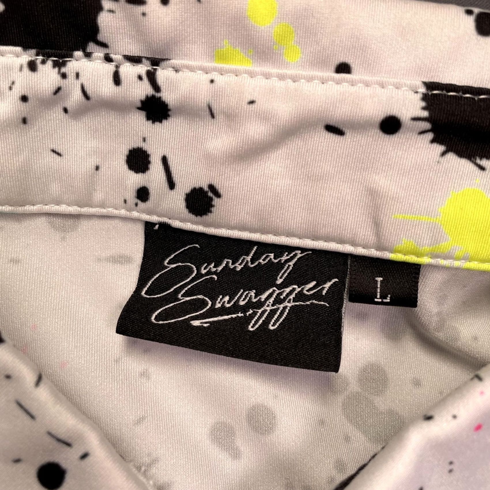 Vintage Sunday Swagger Polo Shirt Mens Large Paint Splatter Golf Performance Stretch Size US L / EU 52-54 / 3 - 3 Thumbnail