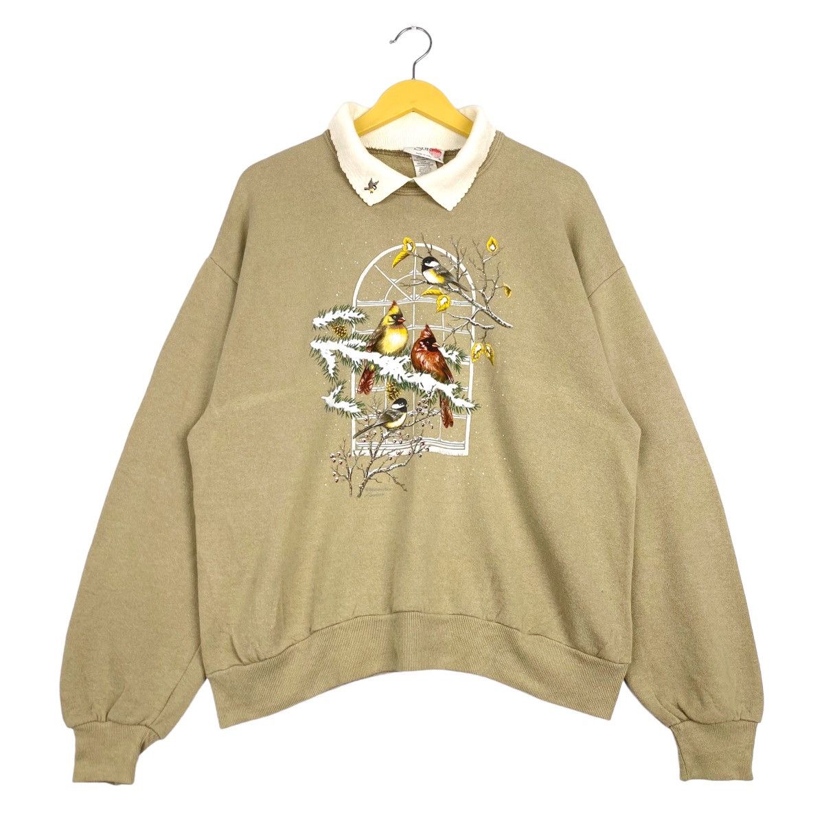 Vintage Vintage 90s Morning Sun Bird Graphic Collar Sweatshirt Size L / US 10 / IT 46 - 1 Thumbnail