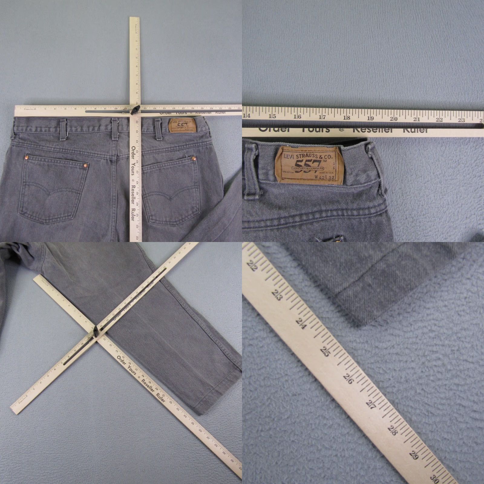 Levi's VINTAGE Levis Jeans Men 42 Hemmed Gray Denim 557 Cowboys Western Rodeo Mens Size US 39 - 8 Thumbnail