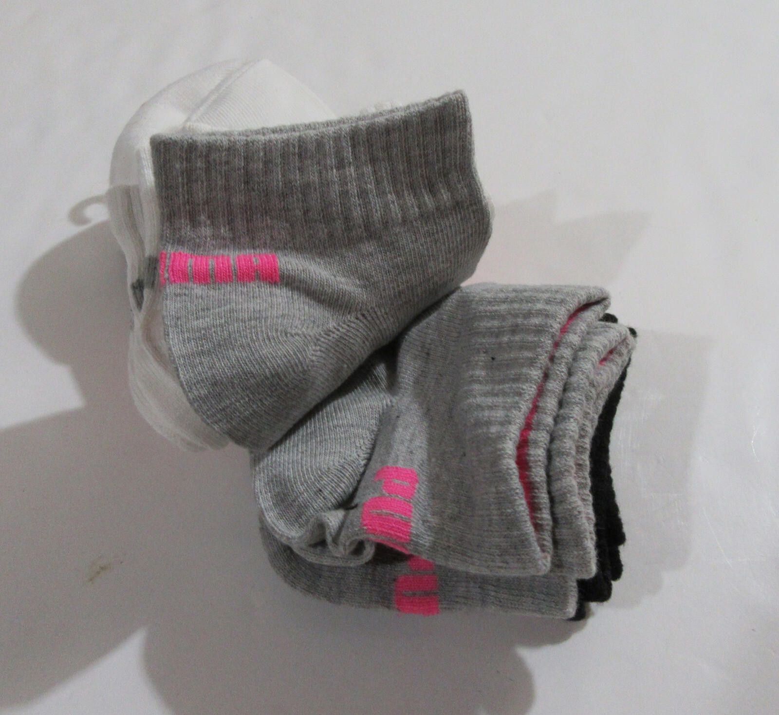 Puma Puma Womens Quarter Crew Socks Black White Grey Pack of 6 Size ONE SIZE - 4 Thumbnail