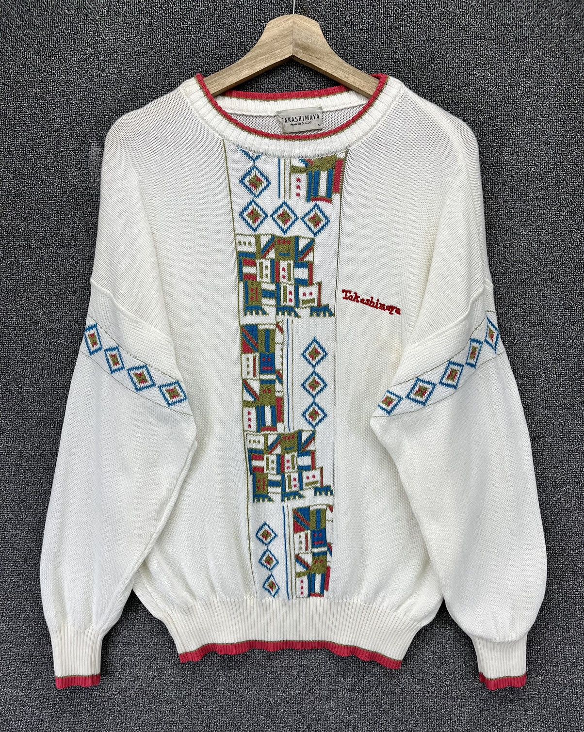 Japanese Brand Vintage Takashimaya Navajo Cable Knit Sweater Size US M / EU 48-50 / 2 - 1 Thumbnail