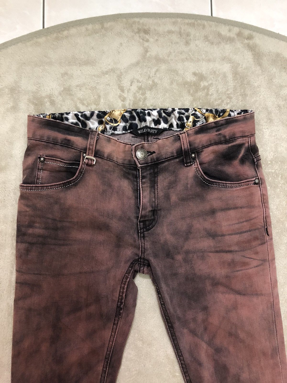Vintage 🔥 Vintage Wild Party Burning Flame Punk Jeans Size US 31 - 2 Thumbnail
